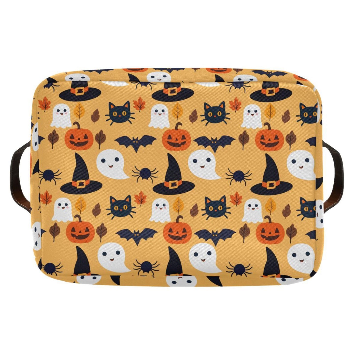 Bolaz Large Storage Basket Halloween Spooky Skull Pumpkin Black Cat Foldable Storage Box Organizer Bins with Handles for Bedroom Home Office