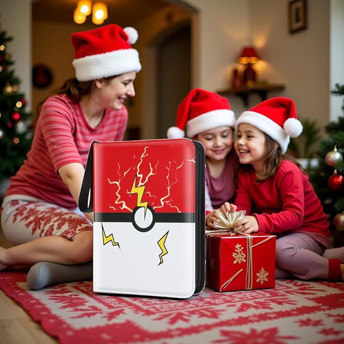 Trading Card Binder, 4 Pockets 400 Cards Holder Collector Album with 50 Removable Sleeves Compatible with Pokemon Cards Football Baseball Card TCG MTG Game Sports Cards