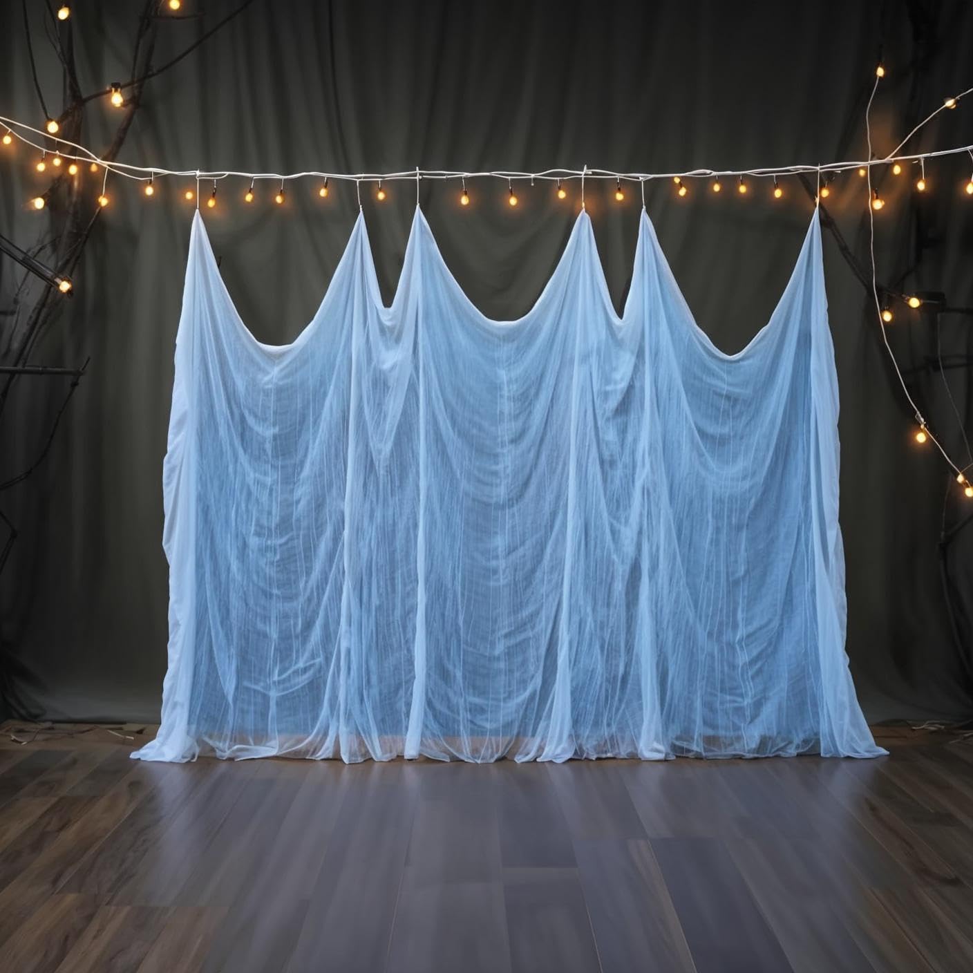 Sunlisky Halloween Creepy Cloth - 1 Pack White- 315x85 Inch Cotton Gauze Fabric - DIY Spooky Decor for Haunted House, Spider Web, Ghost - Indoor Outdoor Halloween Party Decorations