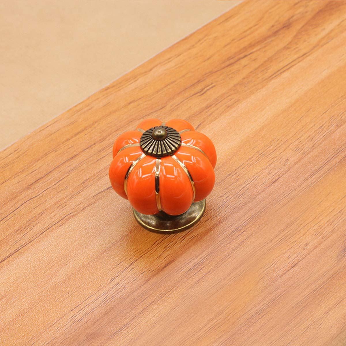 HUAMULAN 8PCS Ceramic Cabinet Knobs Pumpkin Drawer Door Cupboard Dresser Pull Handles for Kitchen Kids Child Room Wardrobe Closet