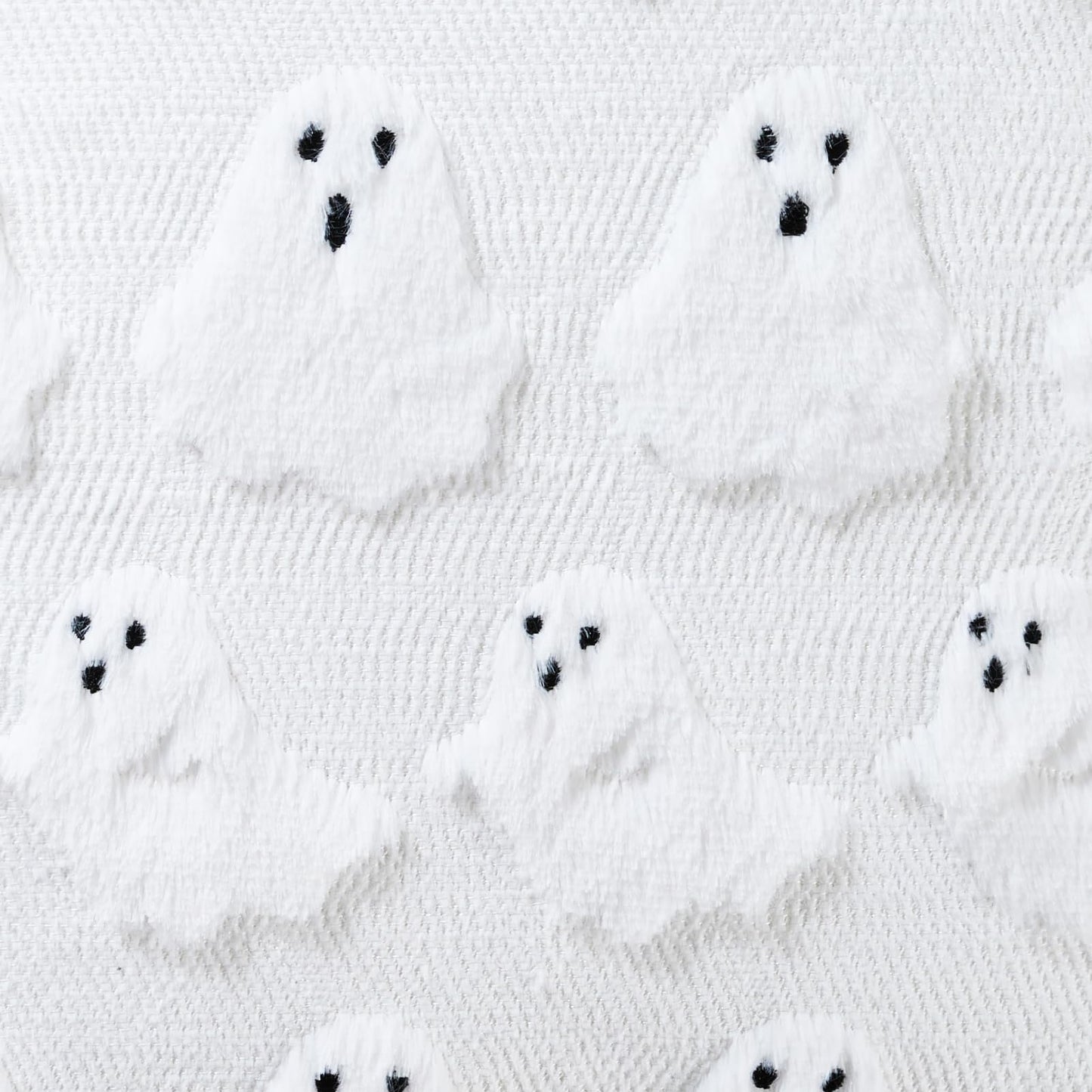 Emvency Halloween Throw Pillow Covers 18x18 Set of 2, Spooky Ghost White Decorations Pillow Cases Soft Plush Faux Fur Wool Couch Cushion Case for Couch Bed Sofa Living Room Home Decor