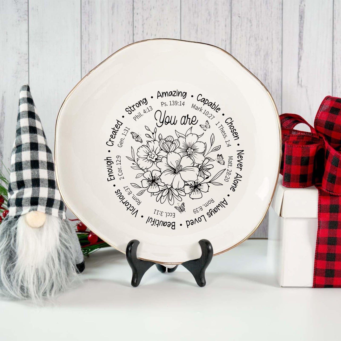 Vancsenia God Says You Are AmazingRing Dish – Christian Ceramic Jewelry Tray for Women, Inspirational Bible Verse Trinket Holder Gift for Her, Religious Baptism Gift