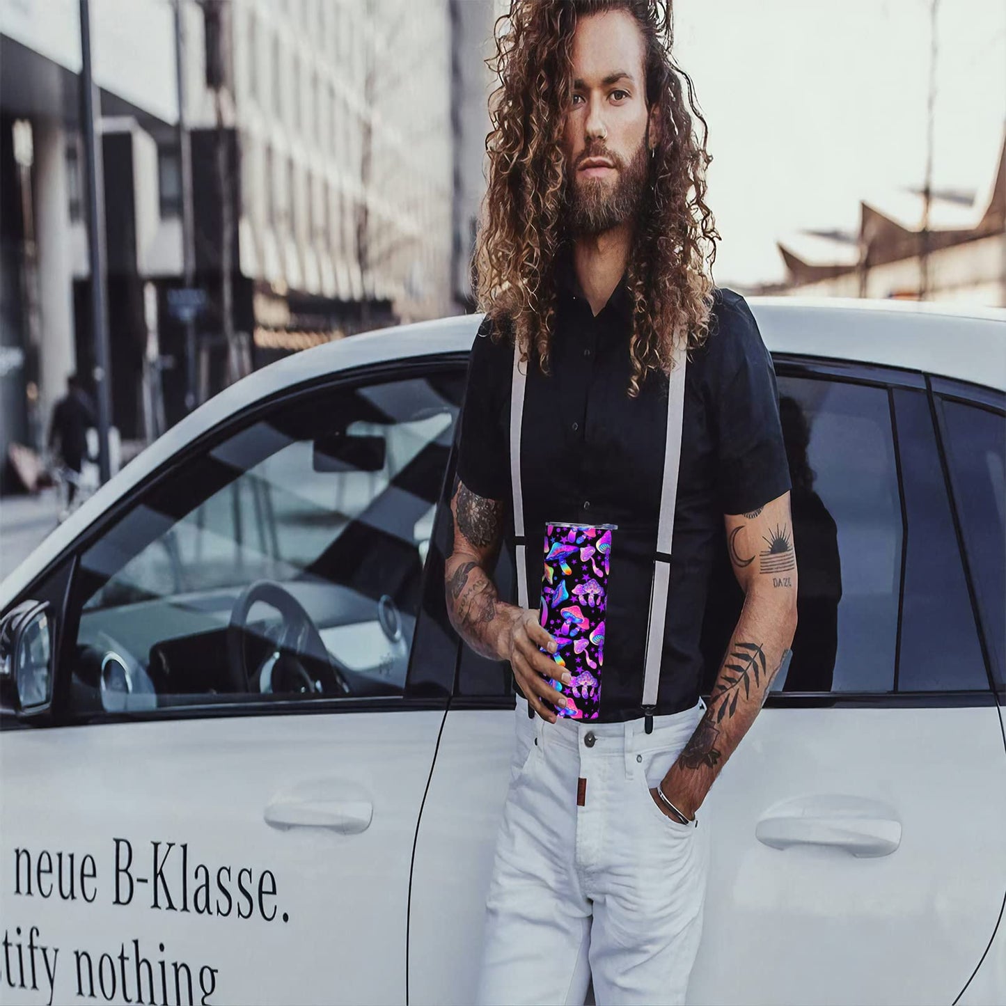 Siiuuol Rainbow Mushrooms Magic Tumbler with Lid and Straw - Gifts For Women Men 20 Oz Stainless Steel Cup Hippie insulated Travel Coffee Mug Home Office