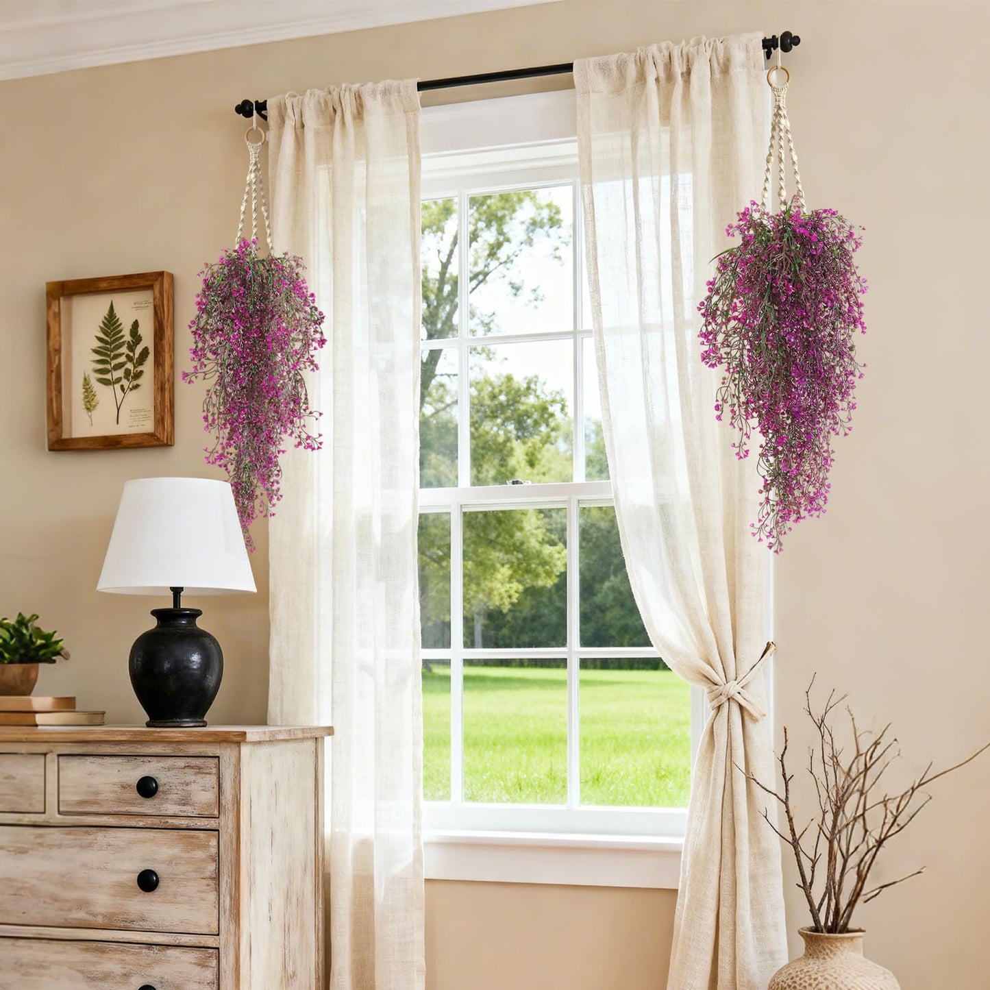 RECUTMS Artificial Hanging Leaves Plants 6Pcs Indoor Fake Flower Swags Faux Vines Ivy Leaves Plastic Greenery Resistant Plastic for Wall Wedding Party Porch Garden Decoration(Fuchsia)
