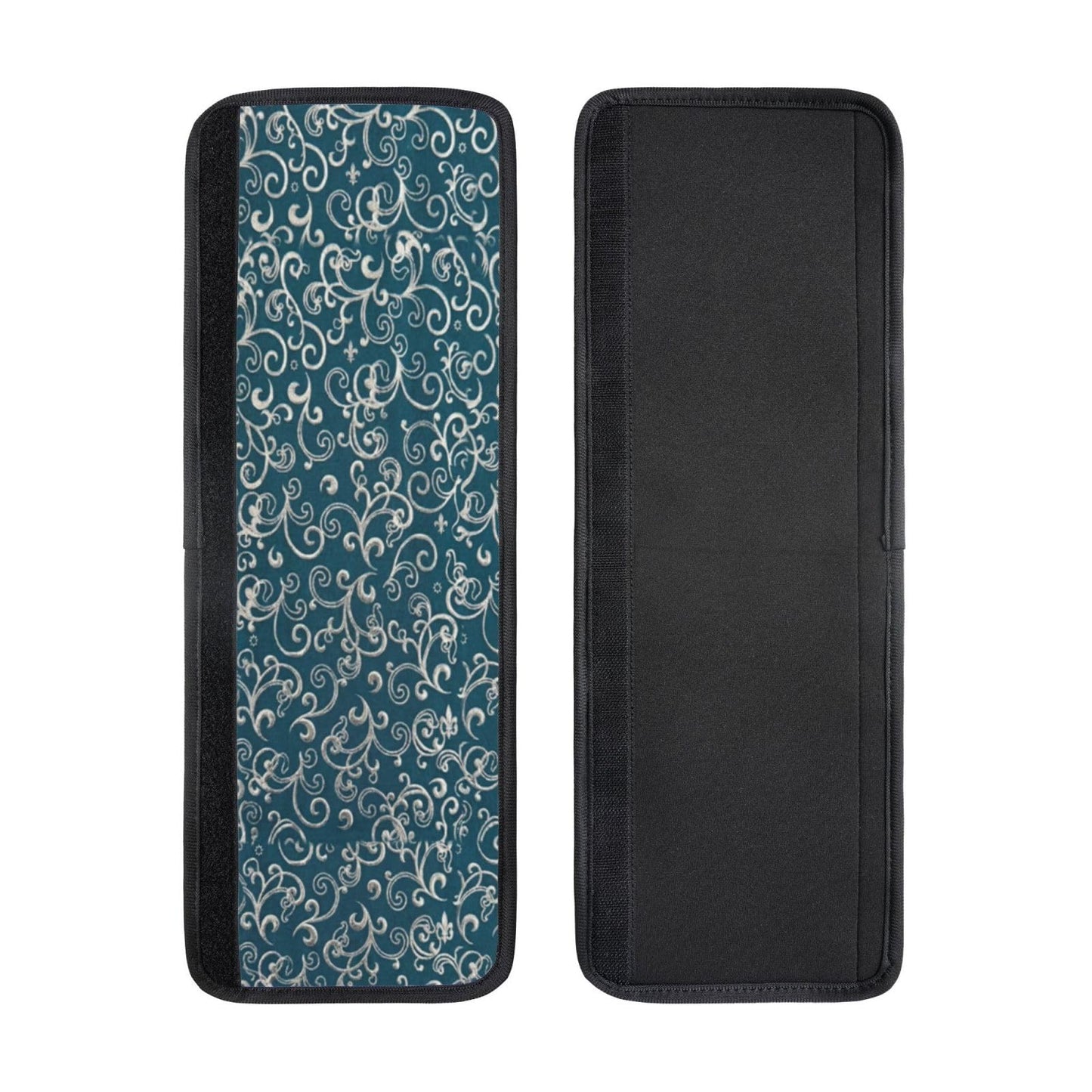 Non Slip Refrigerator Handle Covers 2pcs ,Neoprene Refrigerator Door Handle Covers For Fridge, Oven, Dishwasher & Microwave, Decorative Kitchen Appliance Handle Covers,Baroque Scrollwork Peacock Blue