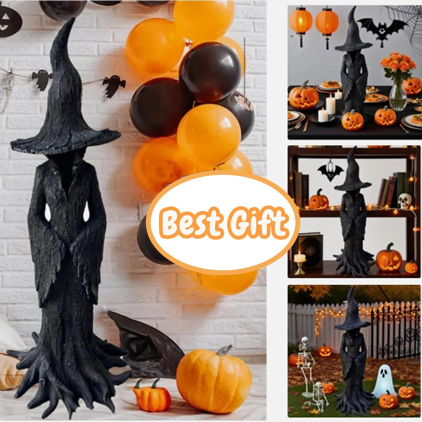2025 Halloween Witch Statue ,Gothic Halloween Resin Figurine,Witch Figurine Crafted Desktop Ornament, Decorations Indoor Ornament