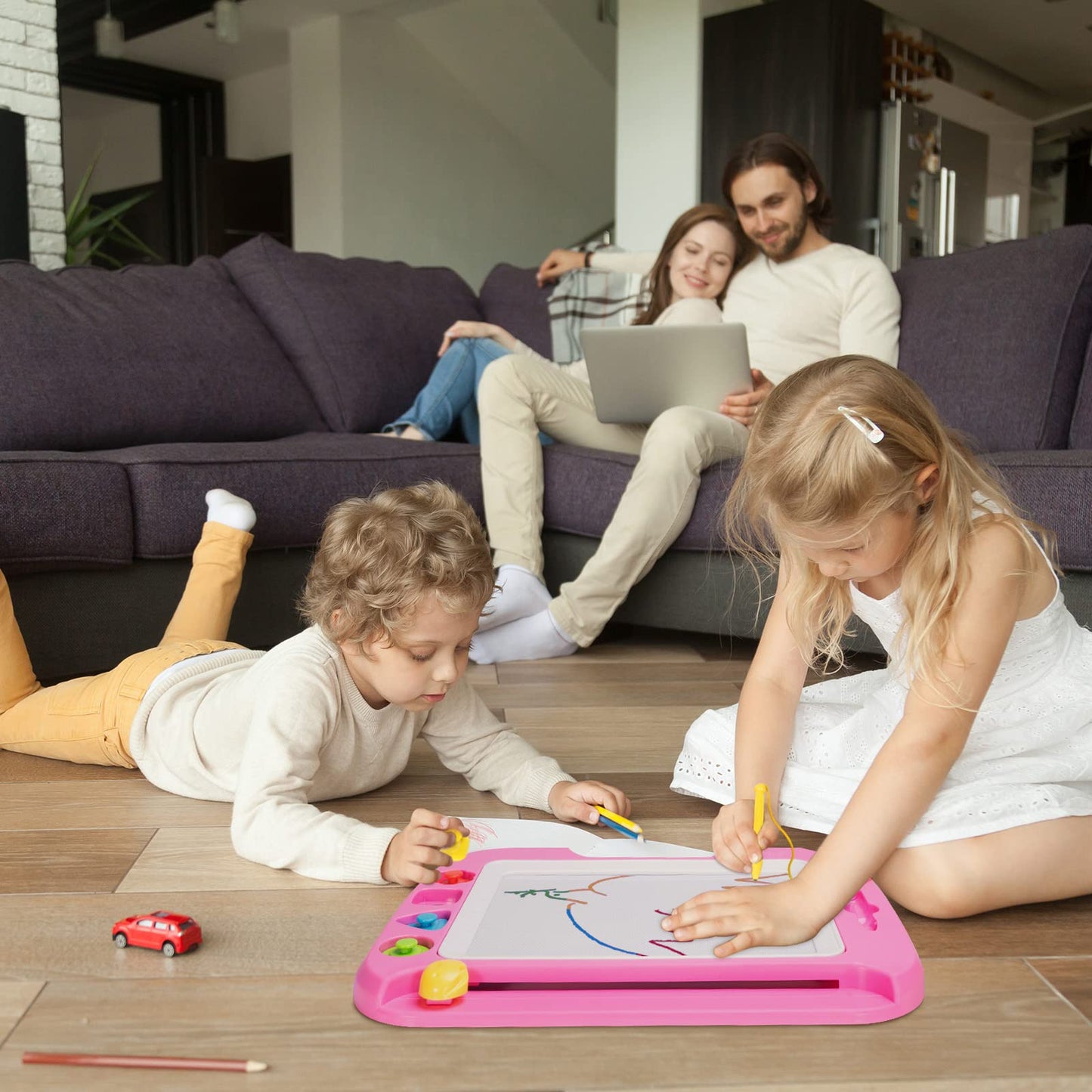 SGILE Toddler Toys for Kids, Large Magnetic Drawing Board for Birthday Gift, Toys for 1 2 3 4 Year Old Girls Boys, Etch & Sketch Pad with 4 Stamps, Learning and Educational, 16 ×13 in, Pink