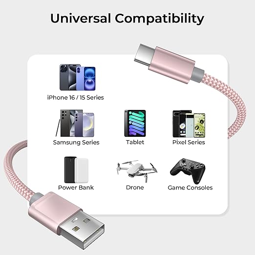 Basesailor USB Type C Charger Cable 10FT 2Pack,Charging Cord for Kindle Fire HD 7 2022 12th,10 9th 2019,8 10th 2020,Paperwhite 11th 2021 Generation,Samsung Galaxy A03s,A51,A52,A53,iPhone 17 16 16e