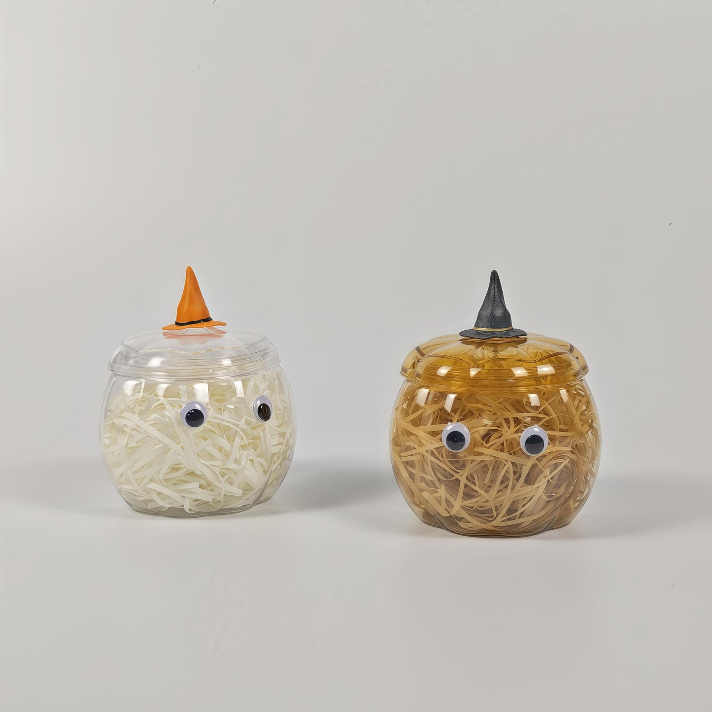 HANZE Large Pumpkin Container, Pumpkin Shaped Candy Toy Jar, Back To School, Teacher Appreciation Gift, Party Ornaments, Halloween, Thanksgiving,Christmas Decor Box - Clear + Orange