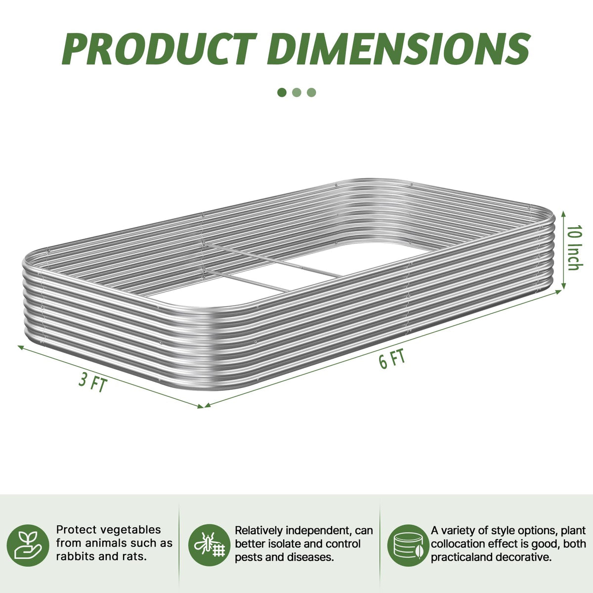 OZMSHF 3 Pack 6x3FT Raised Beds for Gardening, Corrugated Galvanized Steel Raised Garden Bed, Outdoor Metal Above Ground Garden Bed for Vegetables and Flowers