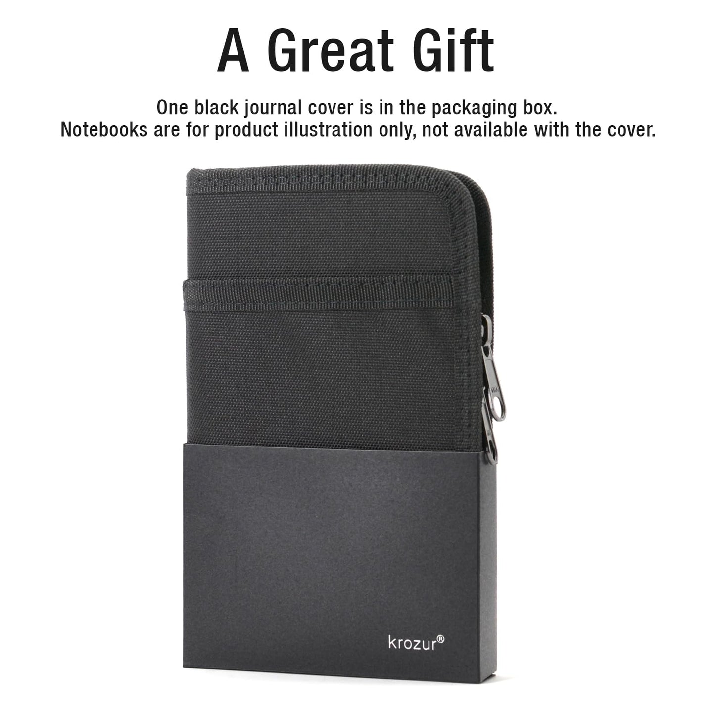 Krozur Journal Cover for 3.5”x5.5” Field Notes & Moleskine Cahier, YKK Zippers, Pocket Notebook Cover with Pen Holder, 3.5” x 5.5” Field Journal Planner Sketchbook Cover, Water Resistant, Black