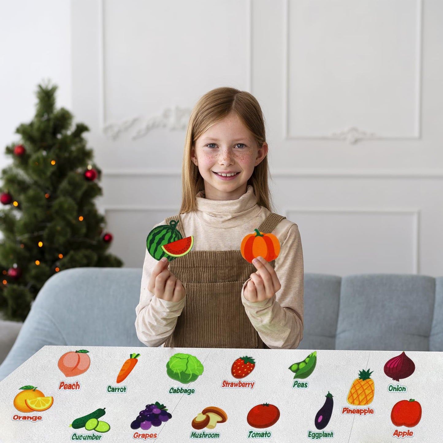BXI 30 Pcs Vegetables & Fruits Felt Board Story Pieces Set for Toddlers, Preschool & Kindergarten, Precut Felt Marine Life Figures for Preschool Crafts Activity Early Learning Storytelling