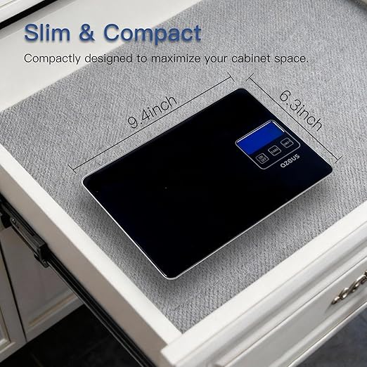 Food Scale with USB Rechargeable, Digital Kitchen Scale with 6 Units, High Precision to 0.04 oz /11lbs Capacity, Weight Range from 3g-5000g (Black)