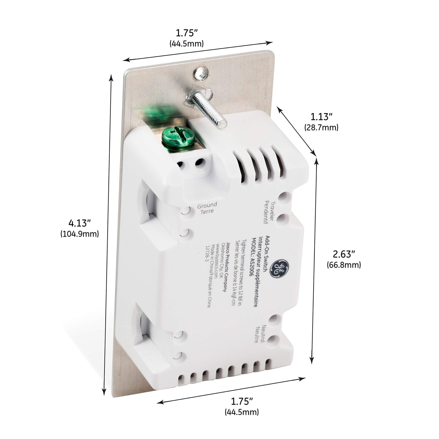 Enbrighten White Add-On Switch, QuickFit & SimpleWire, Smart Light Control, Z-Wave/Zigbee Smart Light Switch, Works with Alexa, Google Assistant, Not A Stand Alone Switch, Smart Home Devices, 46200
