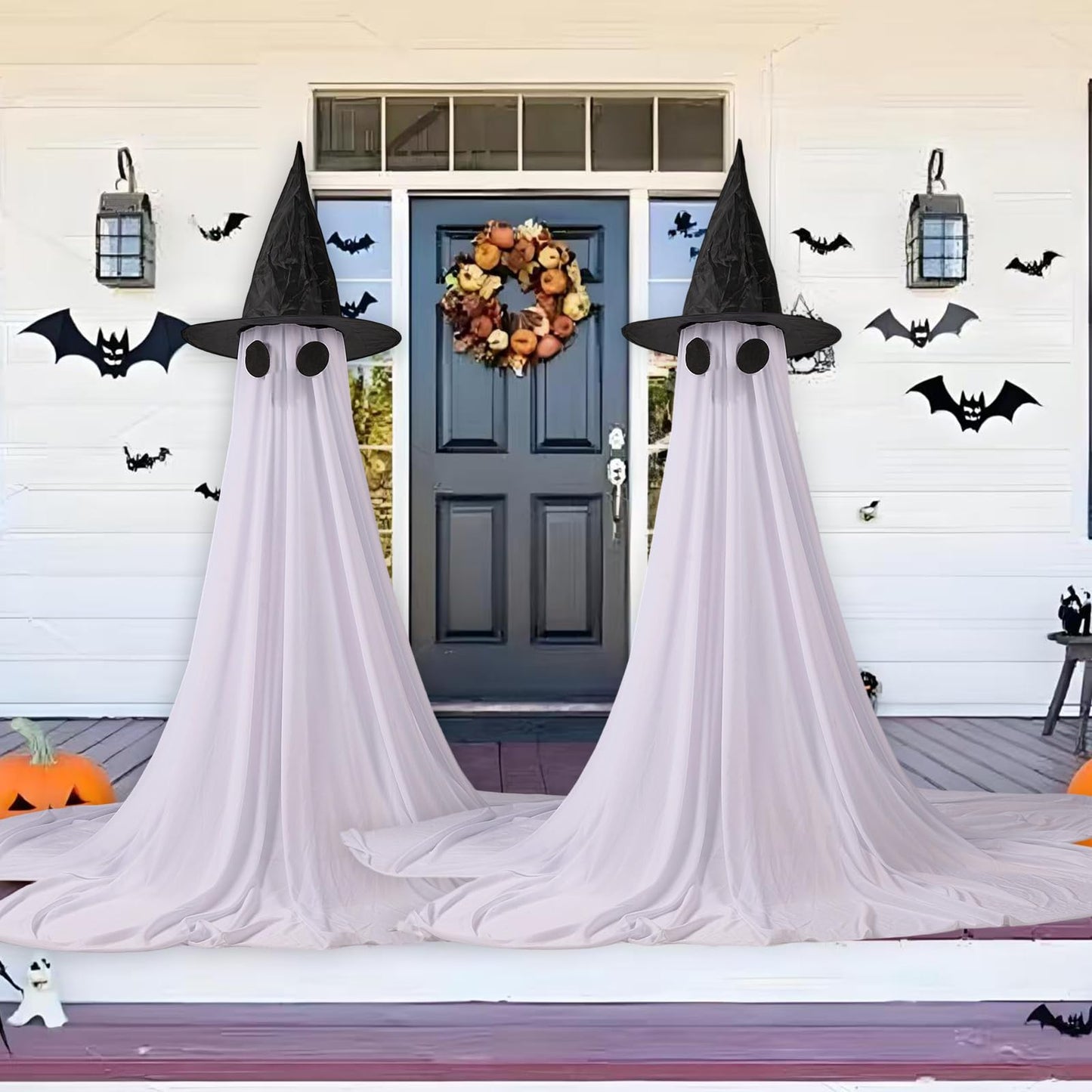 2Packs Halloween Decorations Outdoor,Halloweens Party Decoration Indoor,Spooky Ghost with Remote Control String Lights,Halloween-Ghost Lights for Porches Yards Gardens Lawn (Ghost Pet)