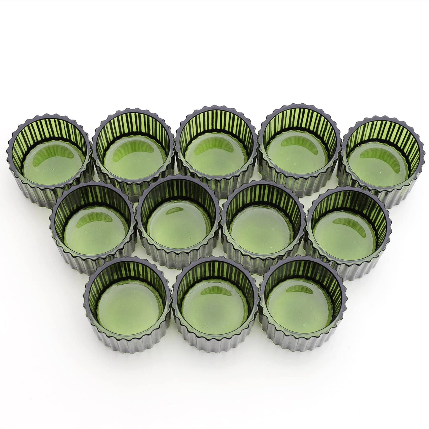 VOHO Green Tealight Candle Holder Set of 12, Glass Candle Holder for Wedding Table Centerpiece, Tea Lights Candle Holders Bulk for Home Decor(2''x 1.4'')