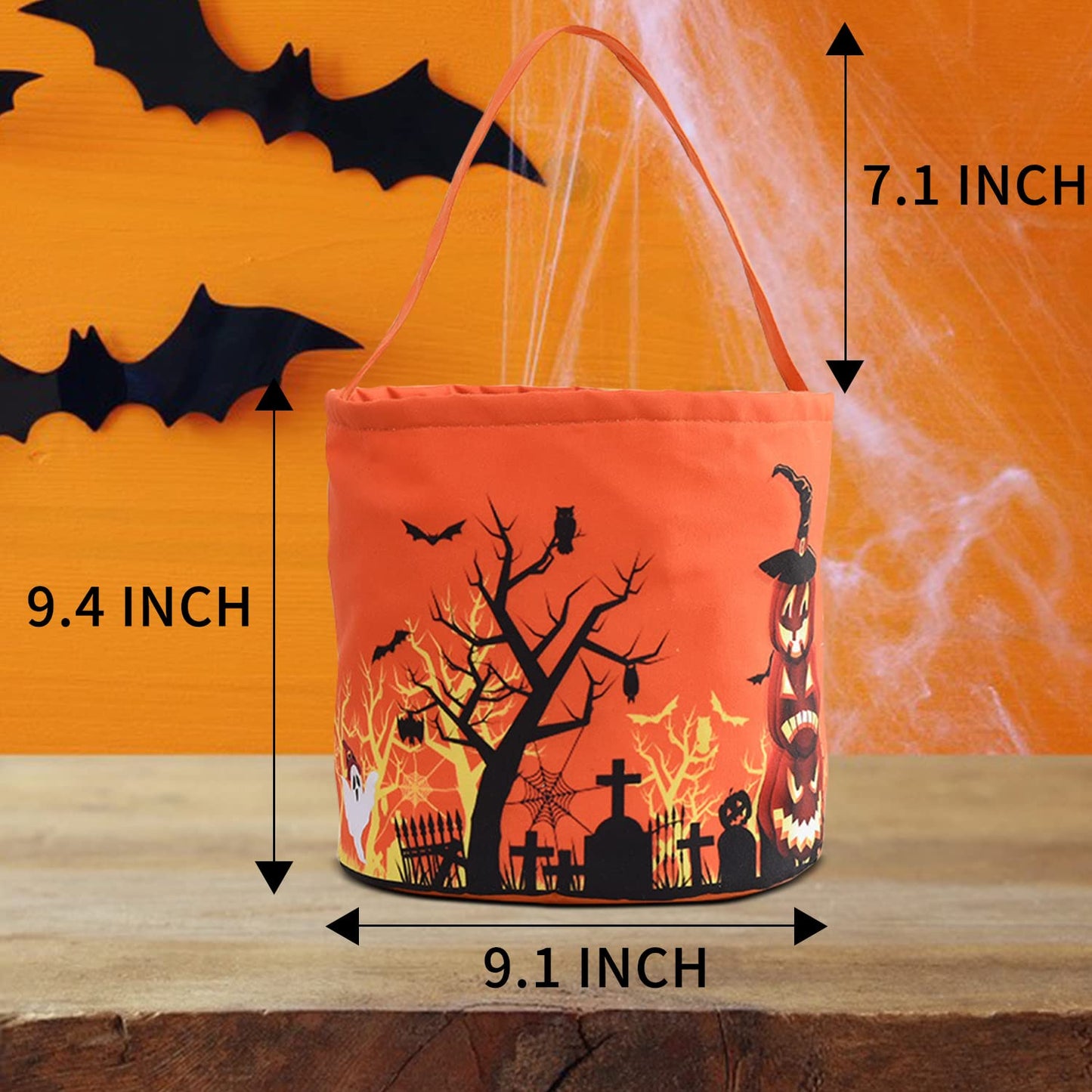 Cnorialy 2PCS Halloween Candy Bucket with LED Light Halloween Basket Trick or Treat Bags Reusable Tote Bag Pumpkin Candy Gift Baskets for Adults Party Supplies Favors