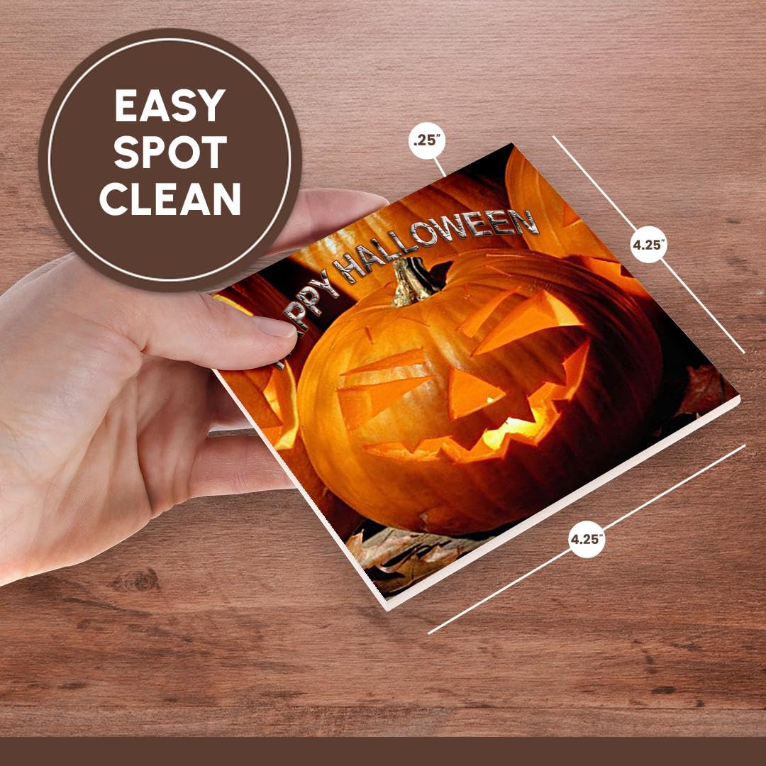 3dRose LLC Happy Halloween Ceramic Tile Coaster, Set of 8
