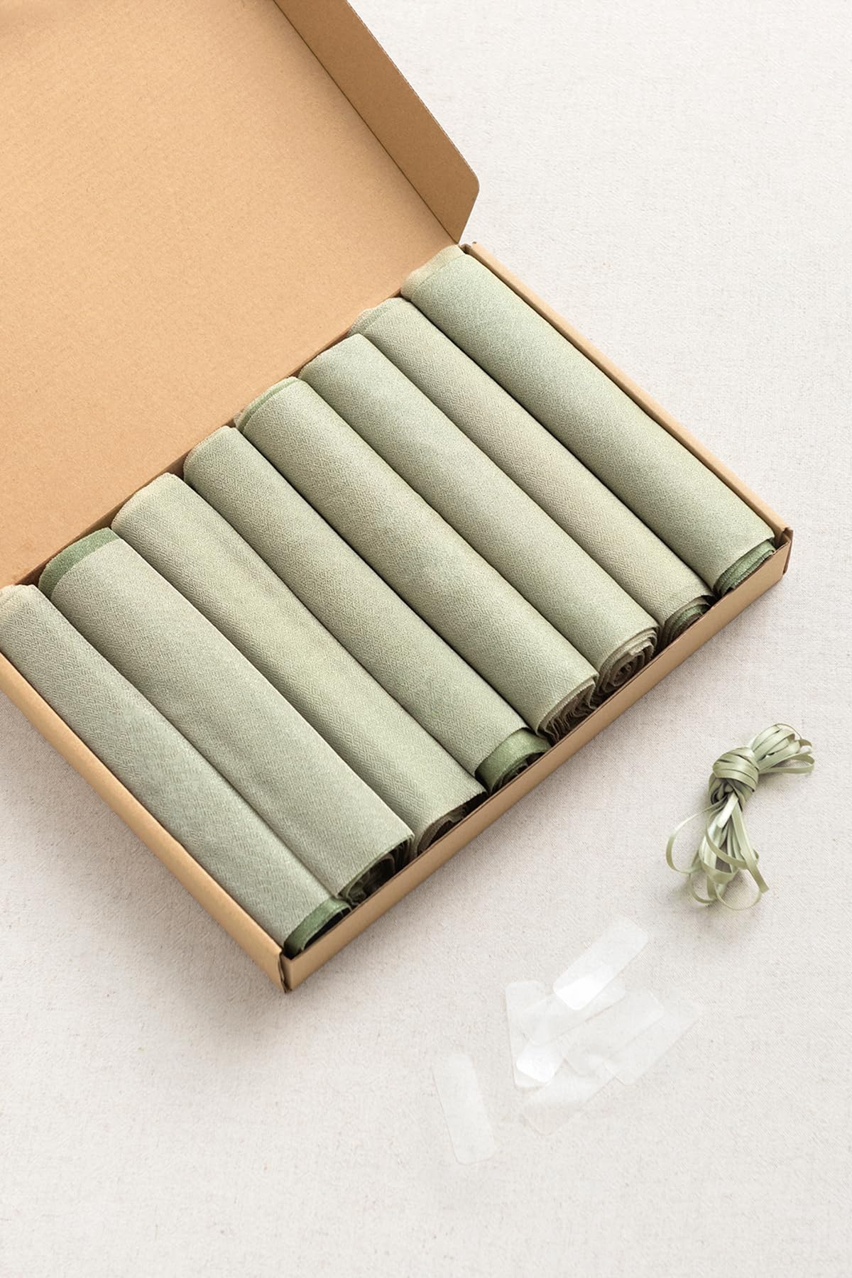 Ling's moment Wedding Chair Sashes Cover Aisle Decorations Draping Fabric Wrinkle-Free with Tie 16 Pcs Sage & Milky Green for Party Ceremony Reception Floral Arrangement Banquet Outdoor Decor