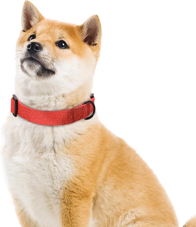Mile High Life Soft & Strong Poly Cotton Collar - Adjustable with Quick Release Buckle for Small to Large Dogs, Red