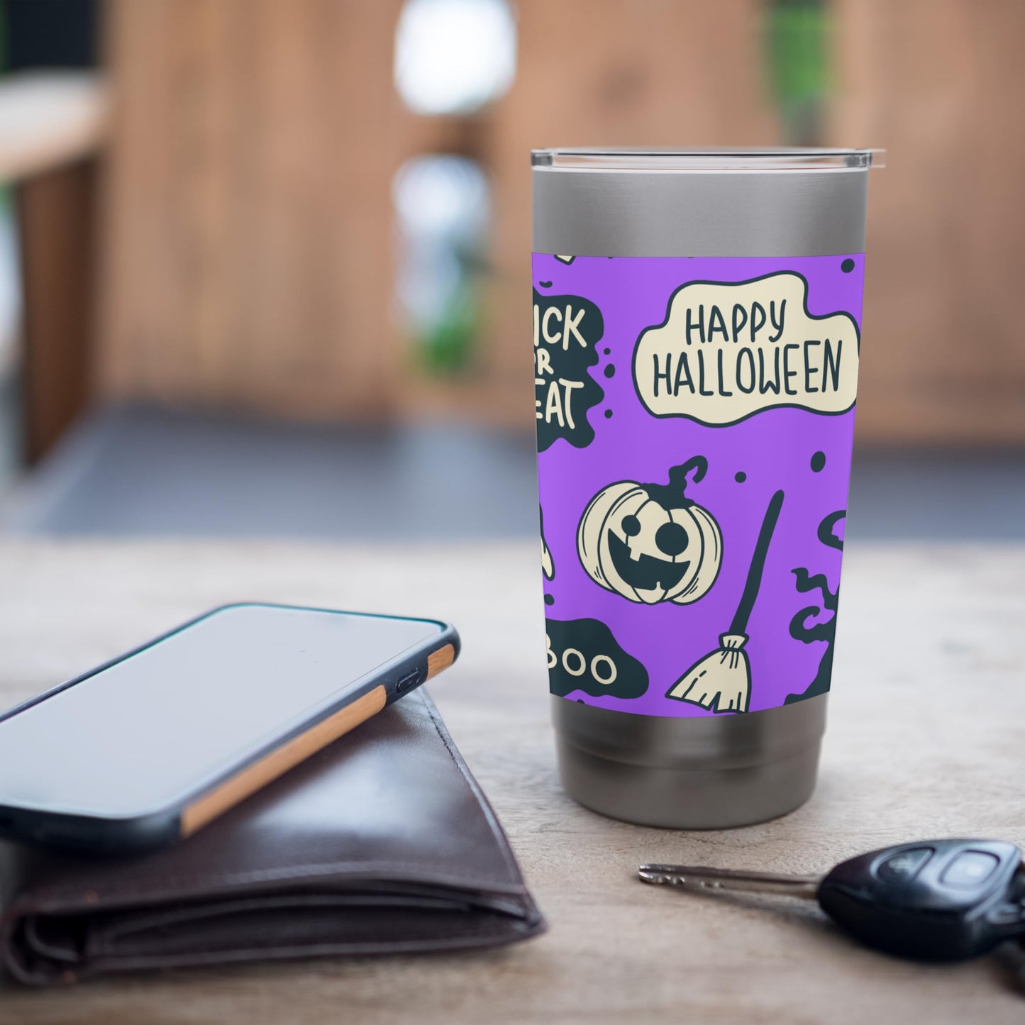 Purple Happy Halloween 20oz Travel Cup Cute Bottle Spooky Stainless Steel Insulated Tumbler