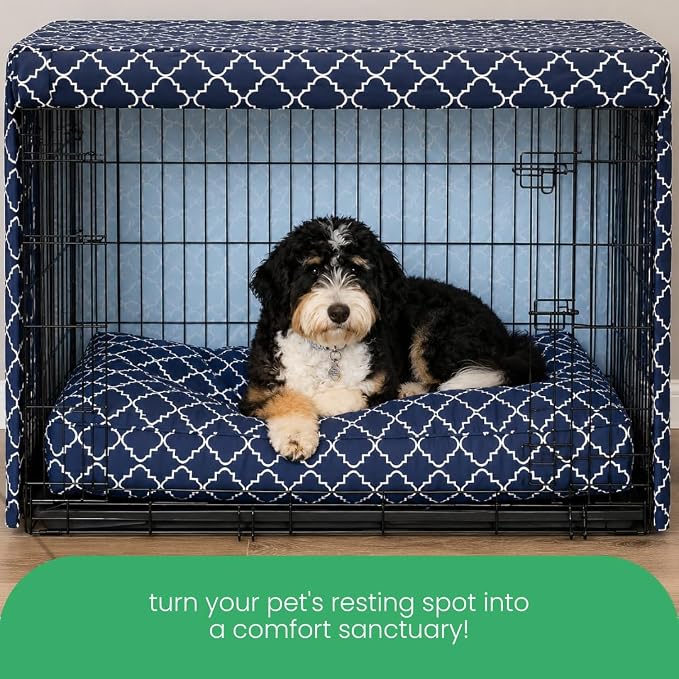 Molly Mutt Romeo & Juliet Dog Crate Cover, 100% Cotton Canvas Cover with 2 Roll-Up Panels, Ideal for Dog or Cat Crate, Durable, Washable, and Free of Harmful Chemicals, 30" x 19" x 21"