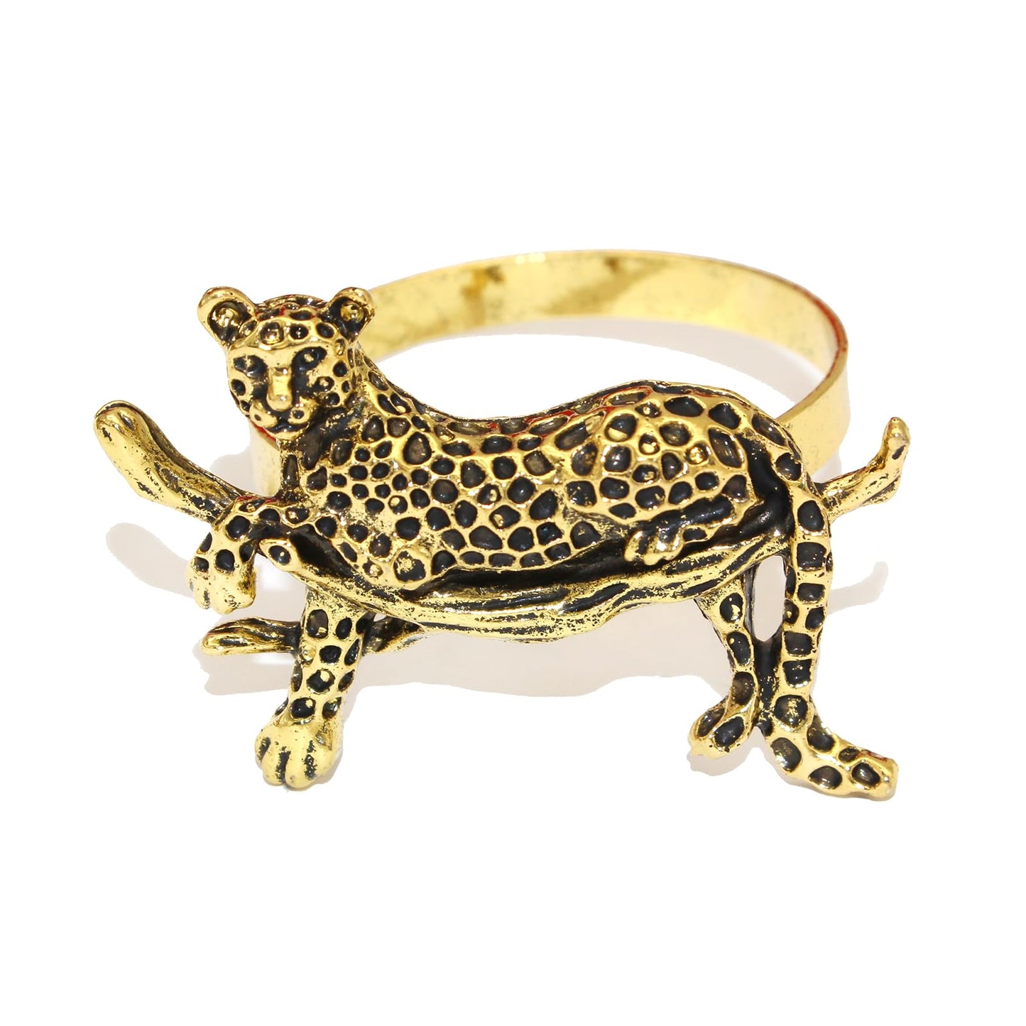 Davifina Gold Leopard Napkin Rings Set of 12 Fall Safari Napkin Rings for Christmas Halloween Dining Decor,Unique Animal Napkin Ring Holders for Baby Shower Garden Party Family Gathering Table Setting