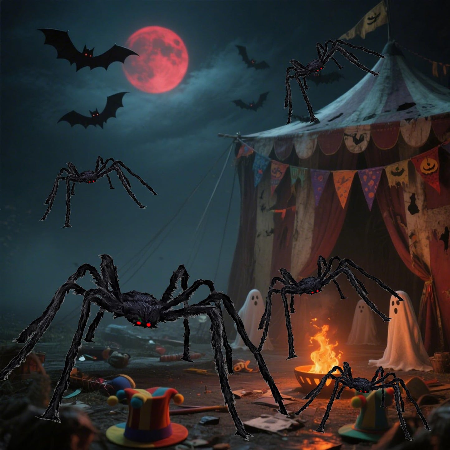 Giant Spider 6.6 Ft, 78" Halloween Decorations Fake Halloween Decor Spiders Large, Furry Spiders for Outdoor Indoor Yard Home Costumes Party House Décor, 1 Pack