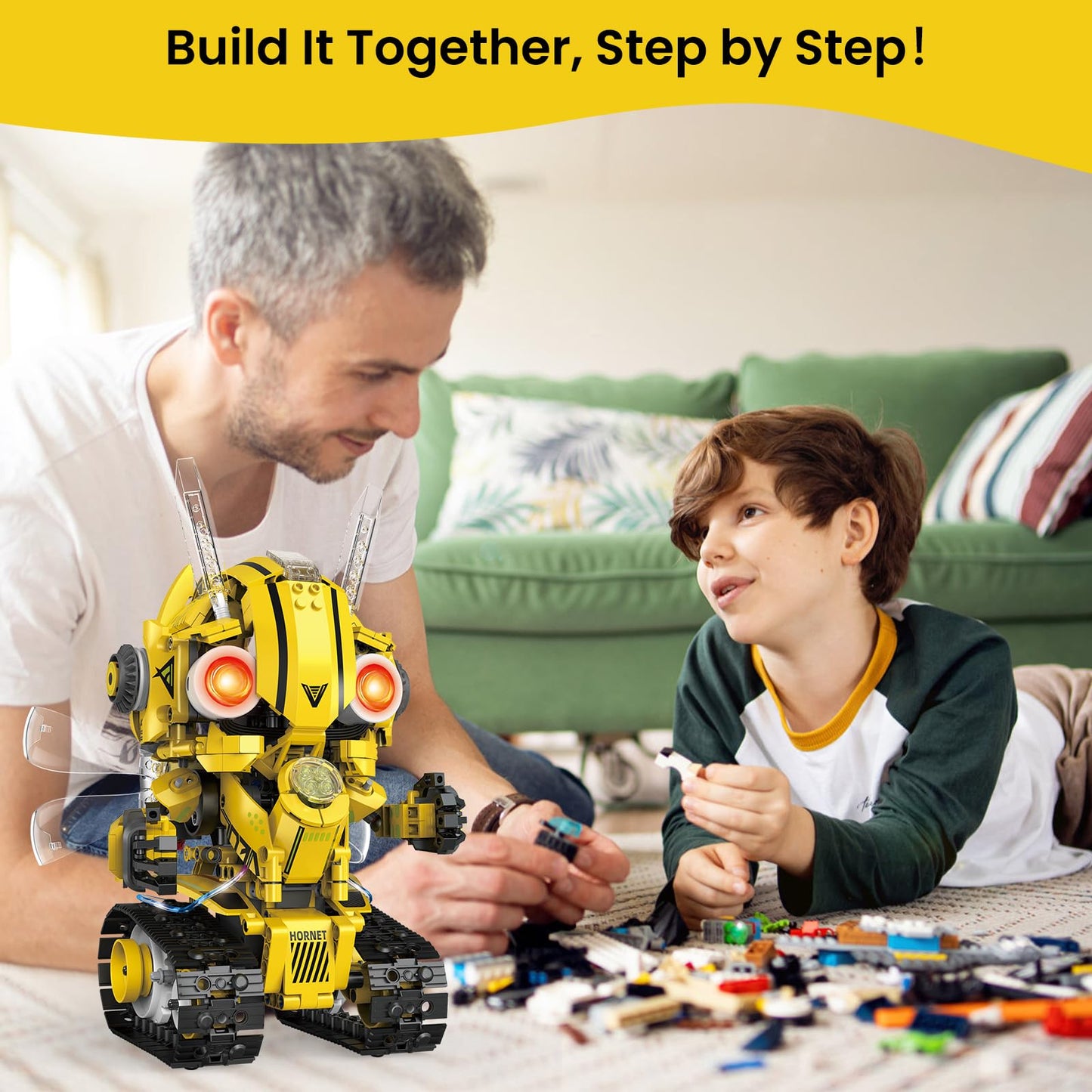 HPROMOT 5-in-1 STEM Robot Building Kit for Kids Ages 8-16, Remote & App Controlled, Rechargeable Engineering Learning DIY Coding Toy, Educational Building Blocks Gift for Girls & Boys (673 PCS)