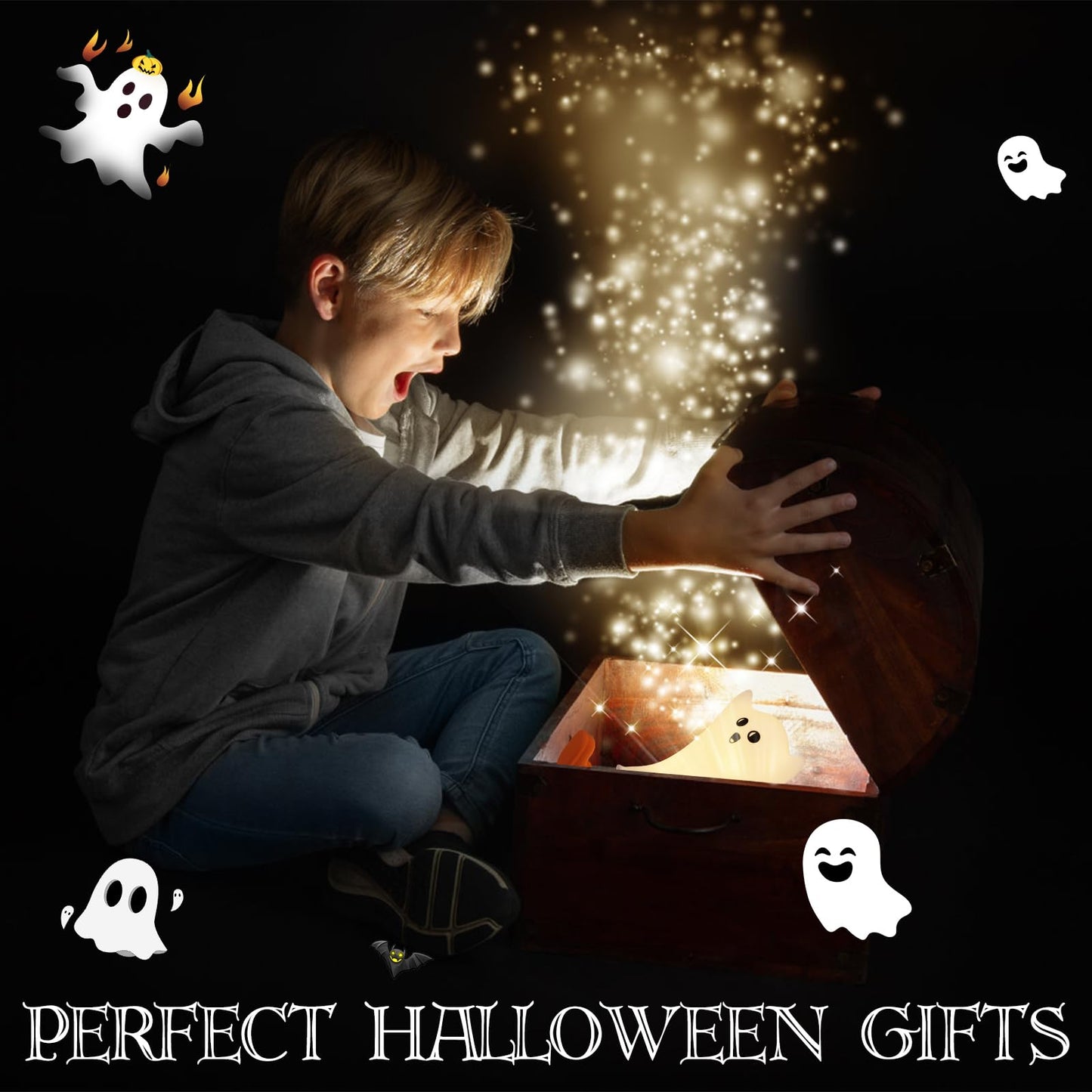 Gefaxi Ghost Night Light Silicone Cute Halloween Ghost Decor Night Light for Breastfeeding Squishy Ghost Nightlight Cordless Rechargeable Dimmable Touch Fun Bedside Light Lamp for Halloween Gifts