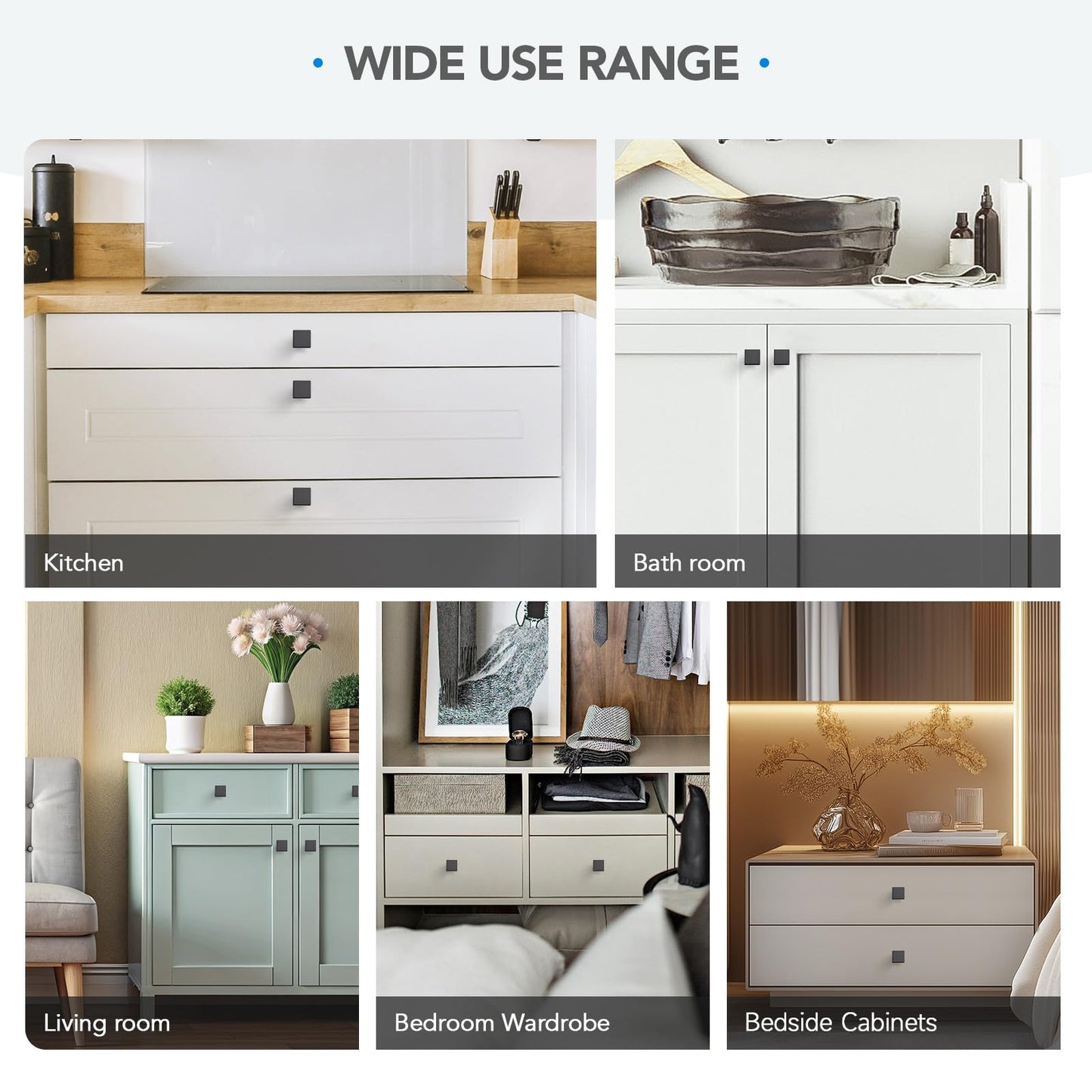 HOME EDIT 10 Pack Single Hole Matte Black Cabinet Knobs Solid Zinc Alloy Pulls for Kitchen Cupboard & Drawer Hardware