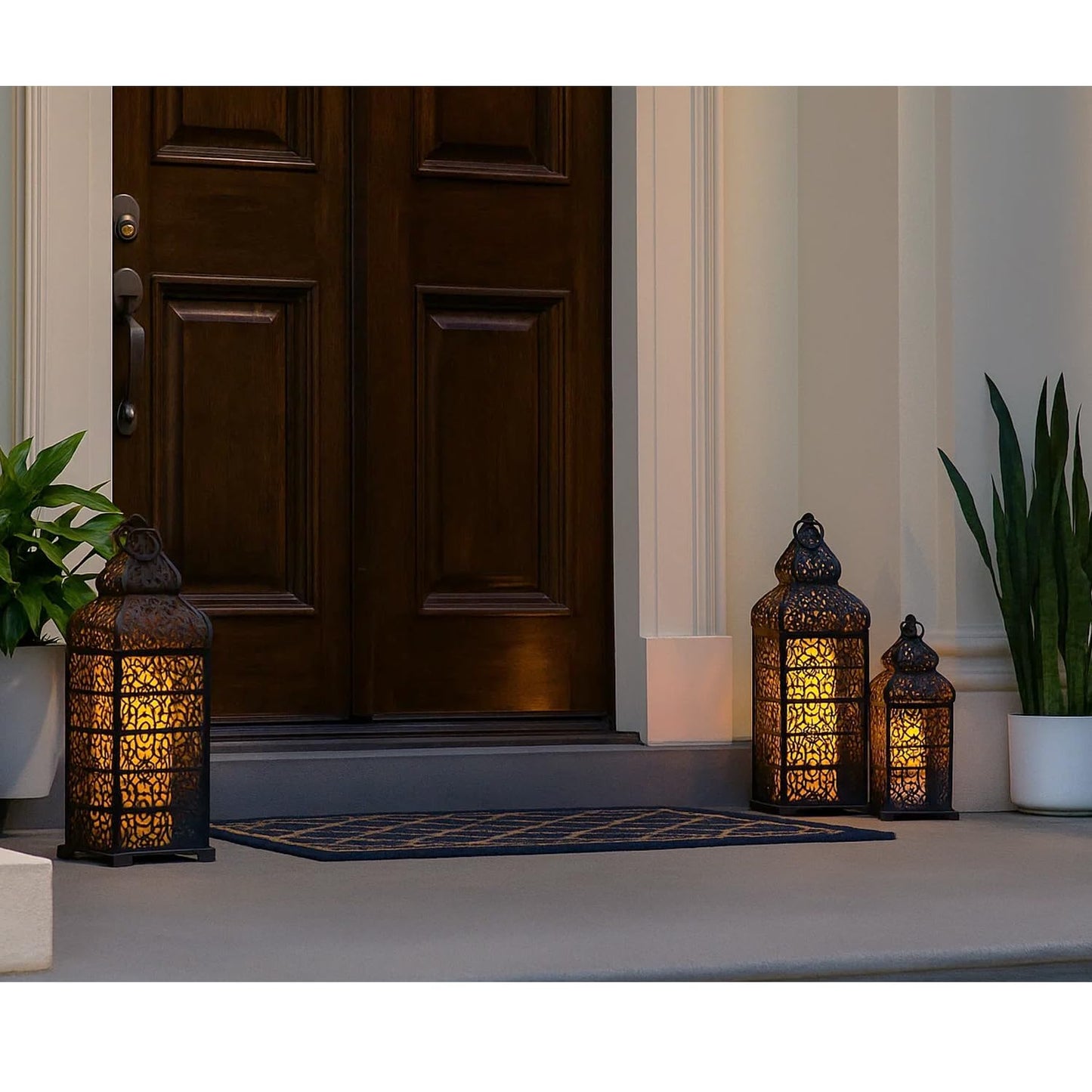Vela Lanterns Decorative Indoor Moroccan Candle Holders, Black, Set of 2