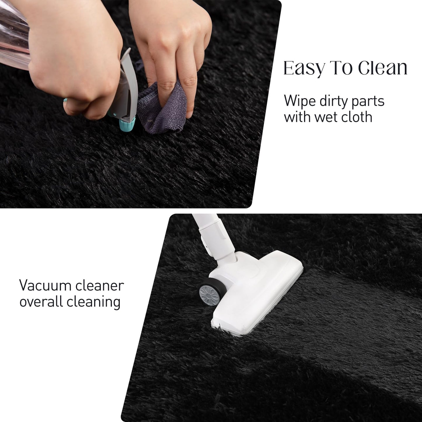 Puremy Black Area Rug, 5x7, Soft Plush for Living Room, Bedroom & Nursery, Non-Slip Indoor Carpet for Study, Kids Room Decor