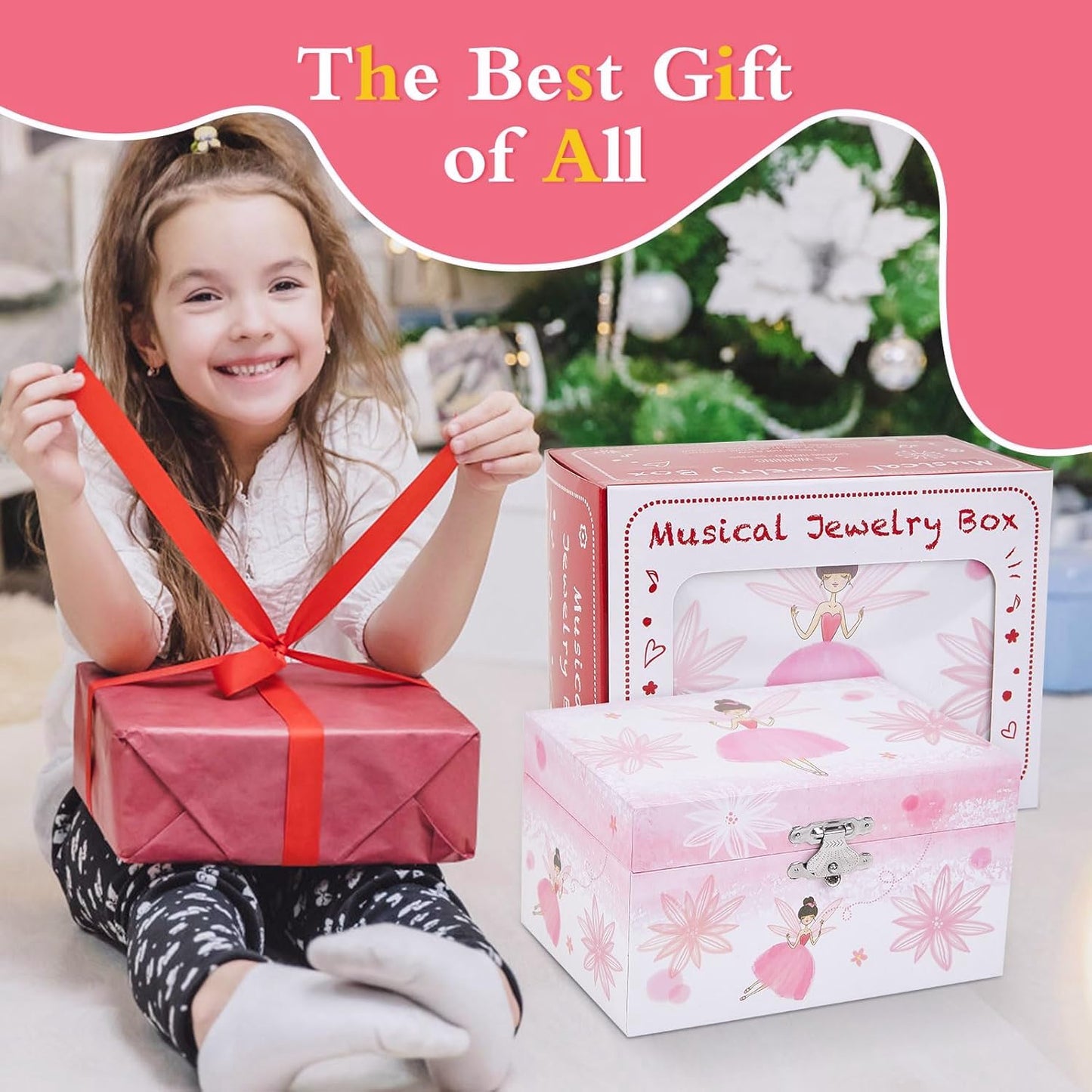 TAOPU Girl's Gift Music Box with Spinning Ballerina,Fairy Design Musical Jewelry Box for Kids Jewel Storage,Toys for Girls