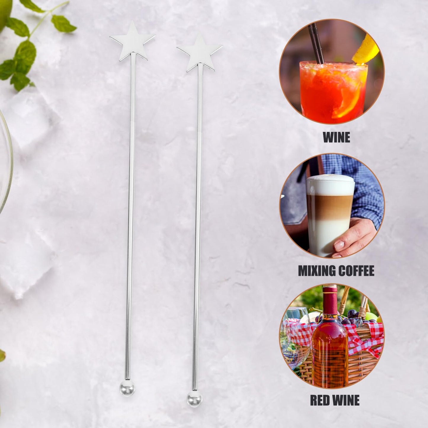 Alipis Stainless Steel Stirring Rods 7.4 Inch Long Metal Swizzle Sticks for Cocktails Coffee and Beverages Reusable Bar Party Drink Stirrers Set of 5