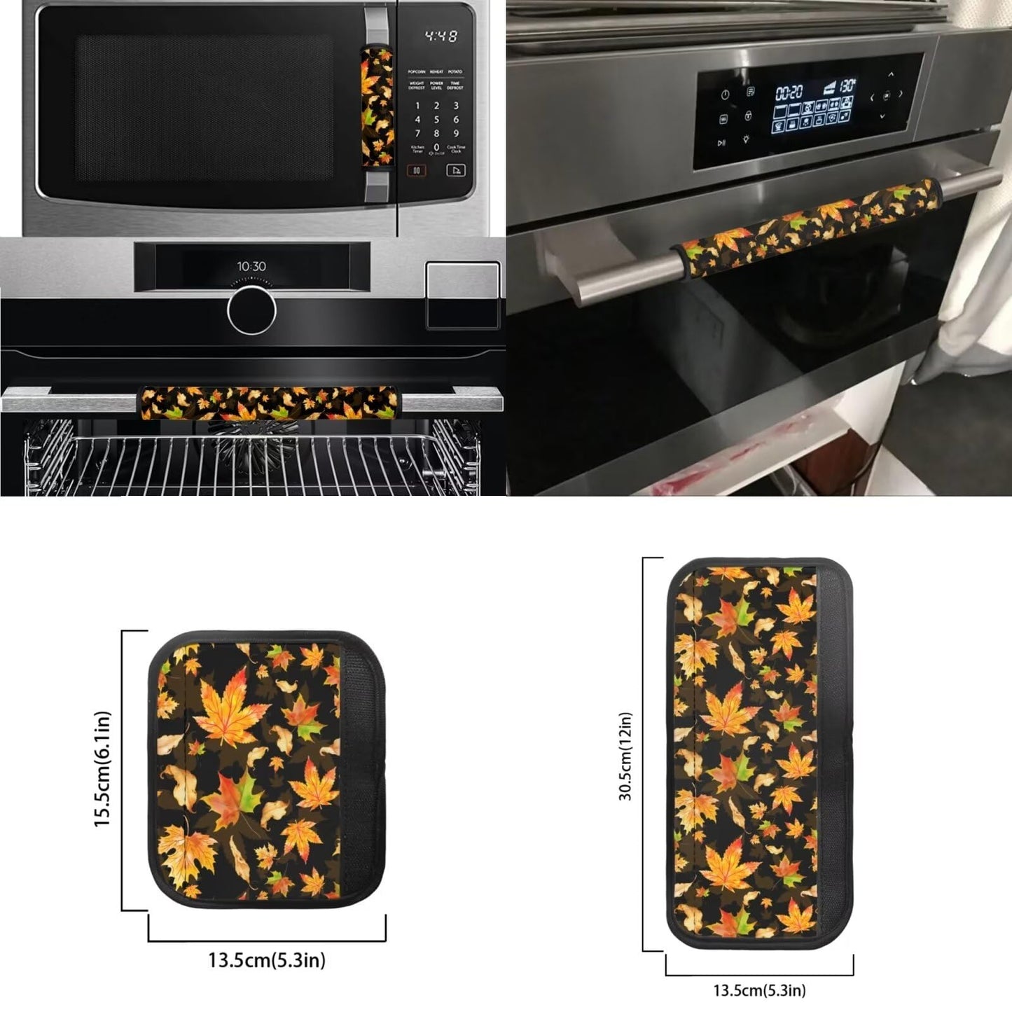 Mintulipy Refrigerator Door Handle Covers Thanksgiving Decor Maple Leaf Kitchen Appliance Handle Covers Keep Your Fridge Microwave Oven Stove Dishwasher Clean
