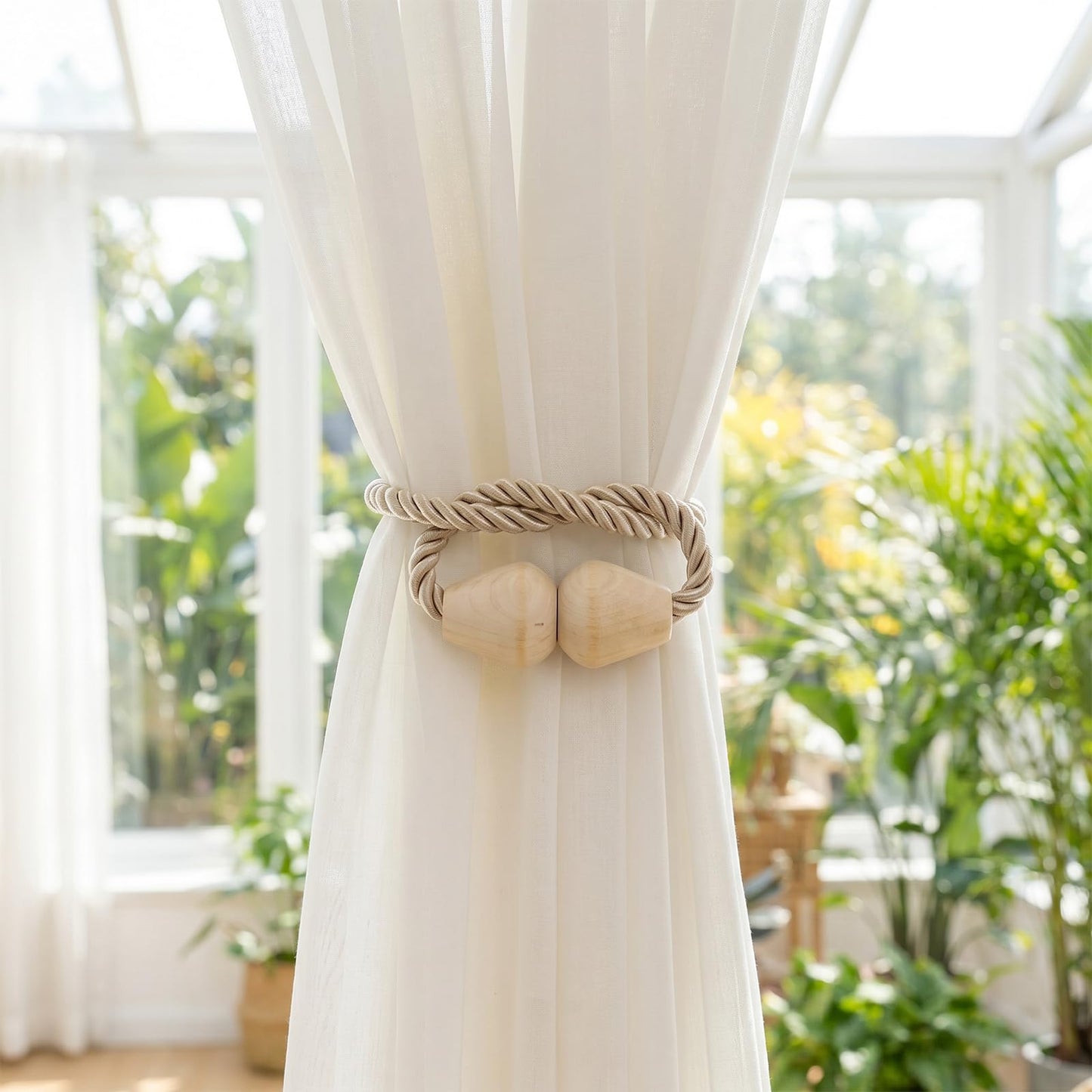YERGOFE 12 Pack Boho Wood Magnetic Curtain Tiebacks