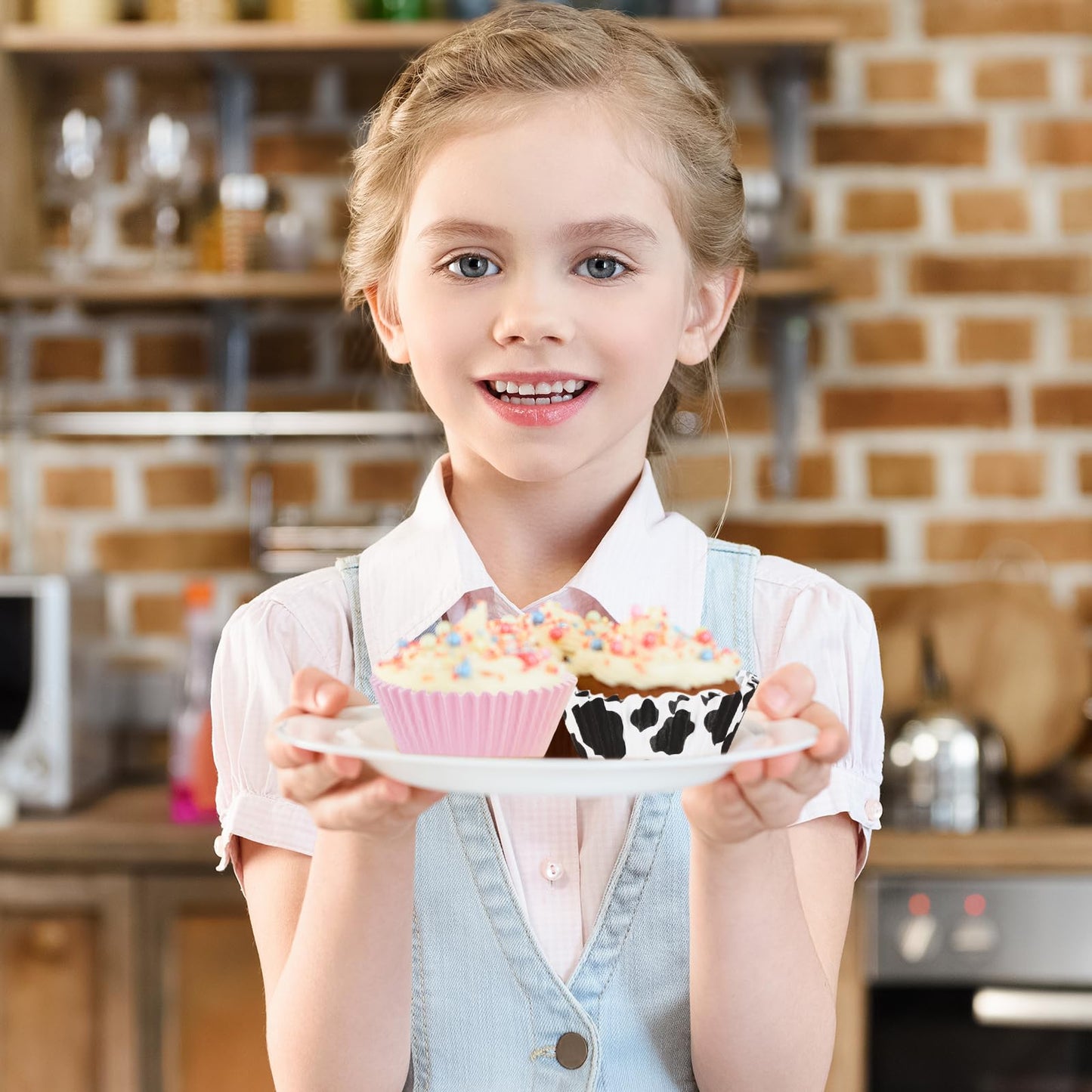 Whaline 600Pcs Farm Animals Cupcake Liners Farm Theme Cupcake Wrappers 4 Designs Paper Disposable Decorative Muffin Brownie Cups for Baking Birthday Baby Shower Party Supplies