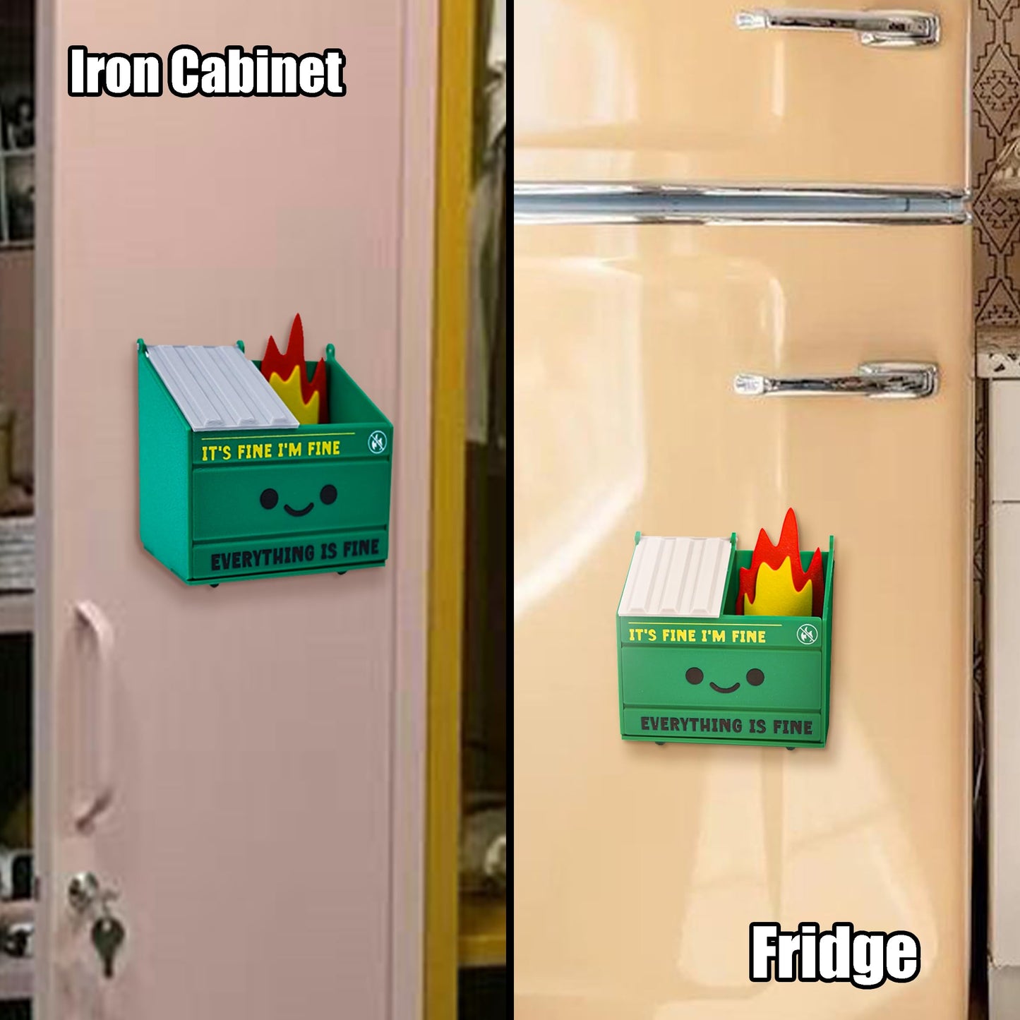 Tian Zhun Dumpster Fire Pencil Holder Funny Magnetic Pen Holder Strong Magnets to Store Marker Pencil Organizer for Refrigerator Whiteboard Locker Home Office or Hospital