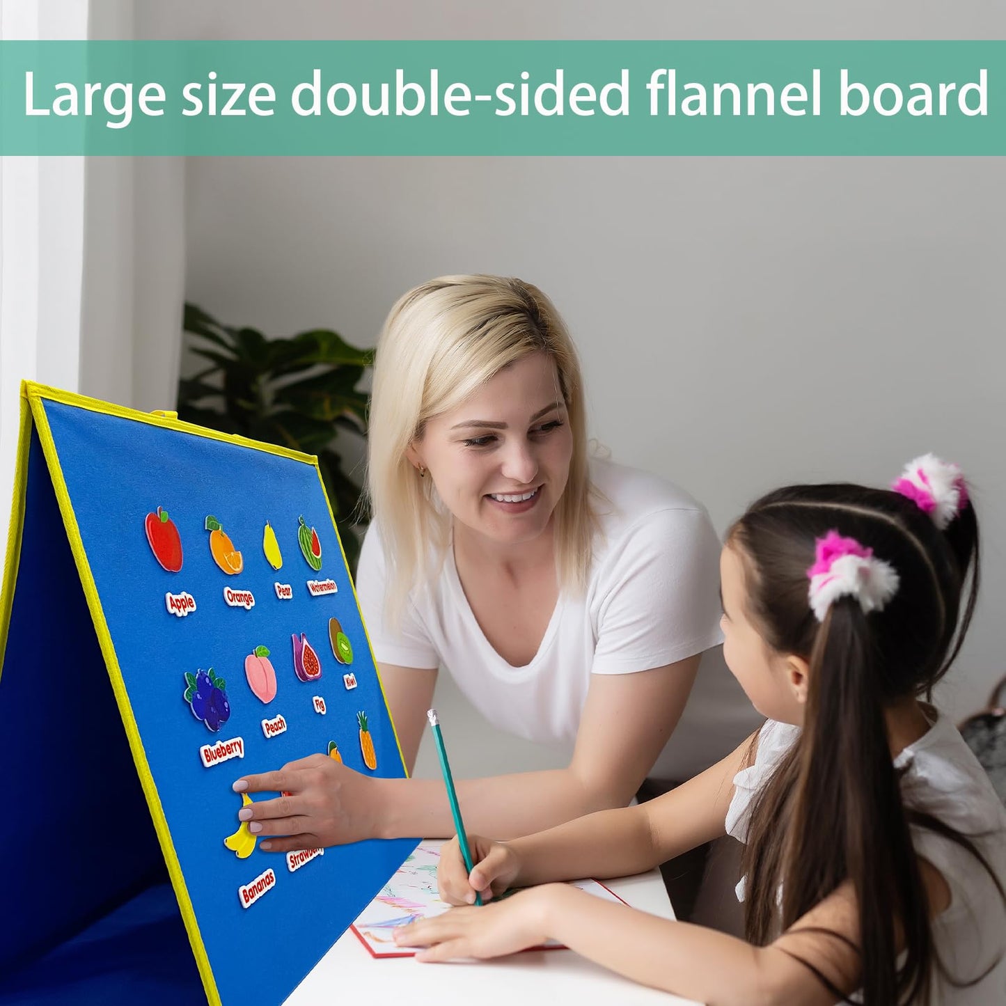 large Felt Flannel Board 22.8*19.7 In,Felt Story learning Board for Toddlers,Classroom,Preschool,Kiddie Corner, Interactive,Foldable,Stand,For Walls Felt Baord,Double-Sided Use,Gifts for Kids