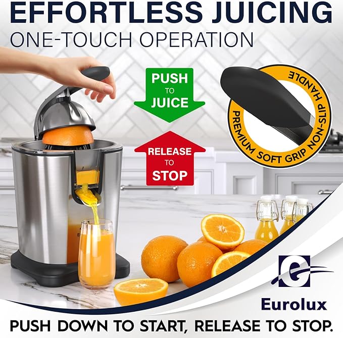 Eurolux Power-Pro Premium Electric Citrus Juicer - With 300 Watts of Power, The Most Powerful Juicer, For An Easy Smooth Juicing Experience | New Updated Design