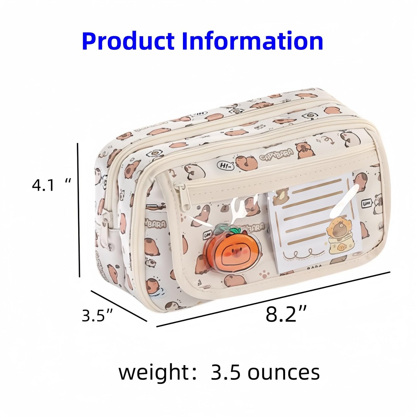VTYFRY Cute Kawaii Pencil Case Pouch Cartoon Pen Box Holder Organizer for Office Workspace Supplies Desk Accessories Travel Essentials Aesthetic Trendy Cool Stuff Gift Large Capacity (Pink Kapibala)