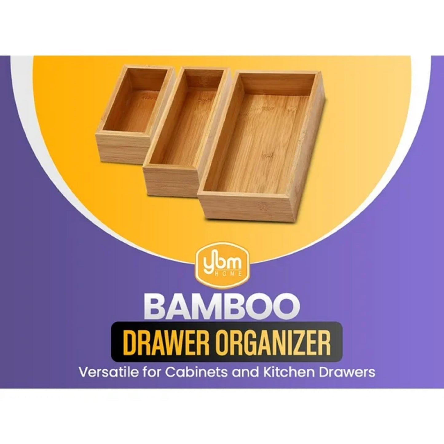 YBM HOME Bamboo Drawer Organizer Storage Box for Kitchen Drawer, Junk Drawer, Office, Bedroom, Children Room, Craft, Sewing, and Bathroom, 6x15x2 inch