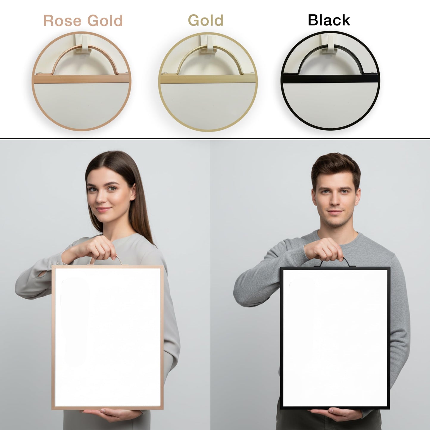 Lulu Office Magnetic Dry Erase Board 12x16 with Handle, Double Sided Portable Rose Gold Whiteboard for Home, Office, School & Kitchen, Includes Weekly & Monthly Magnetic Planner Sheets
