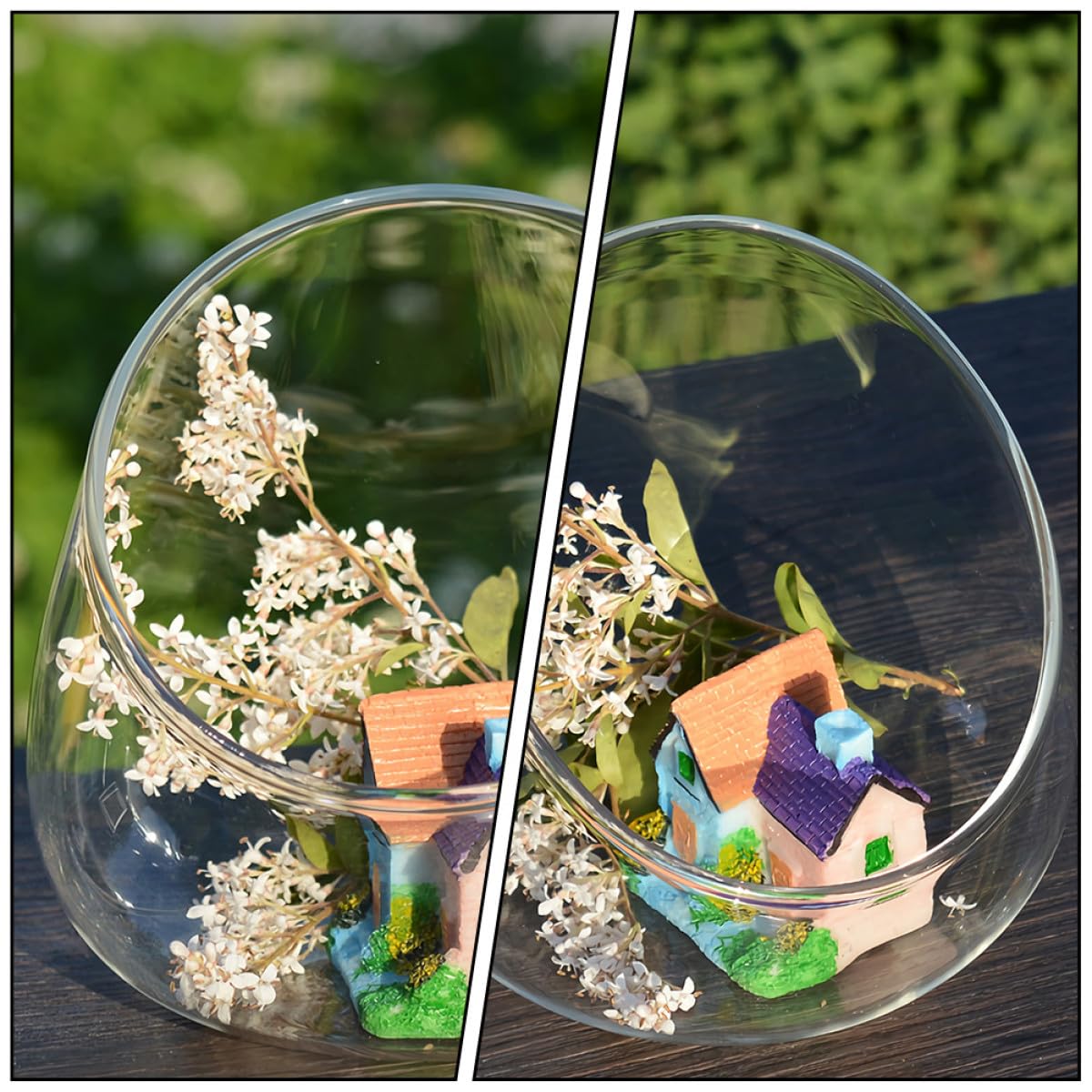ULDIGI Ecological Glass Bottle Micro Landscape Terrarium Vase 3pcs Set Slant Cut Glass Bottle Decoration for Desk Home Office Plant Display