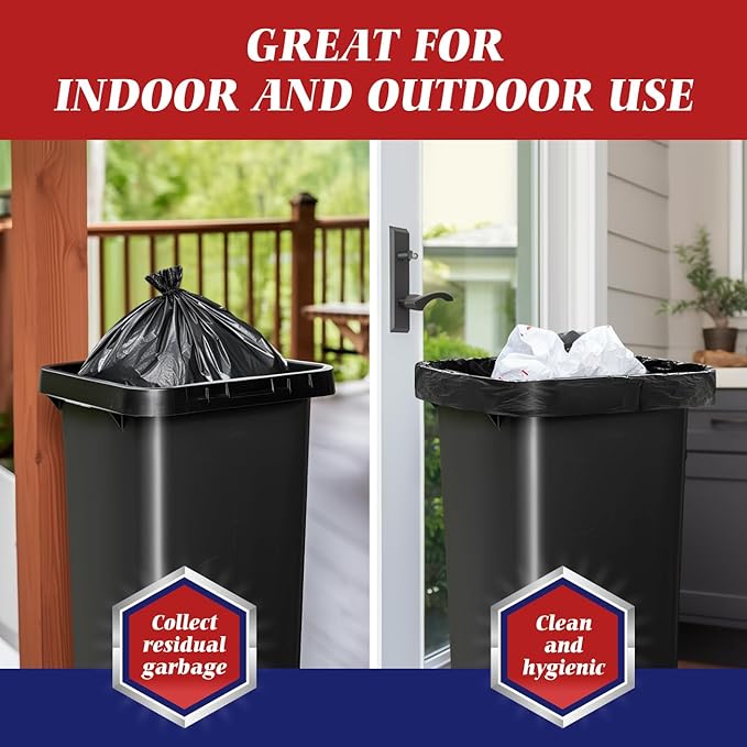 Teivio Large Black Trash Bags 64-65 Gallon 16 Counts Industrial Sturdy Garbage