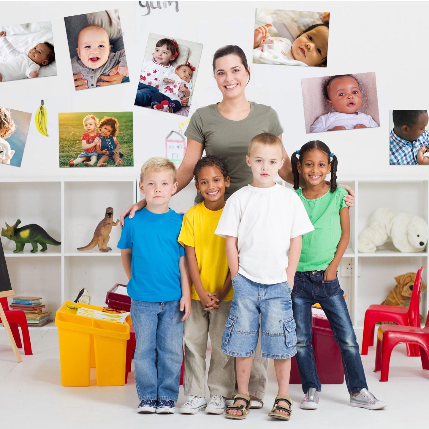 Motiskyy 12 Pcs Diversity Posters for Classroom Preschool Educational Learning Real Pictures for Daycare Home Multicultural Awareness(Infant Real Photo Poster Style)