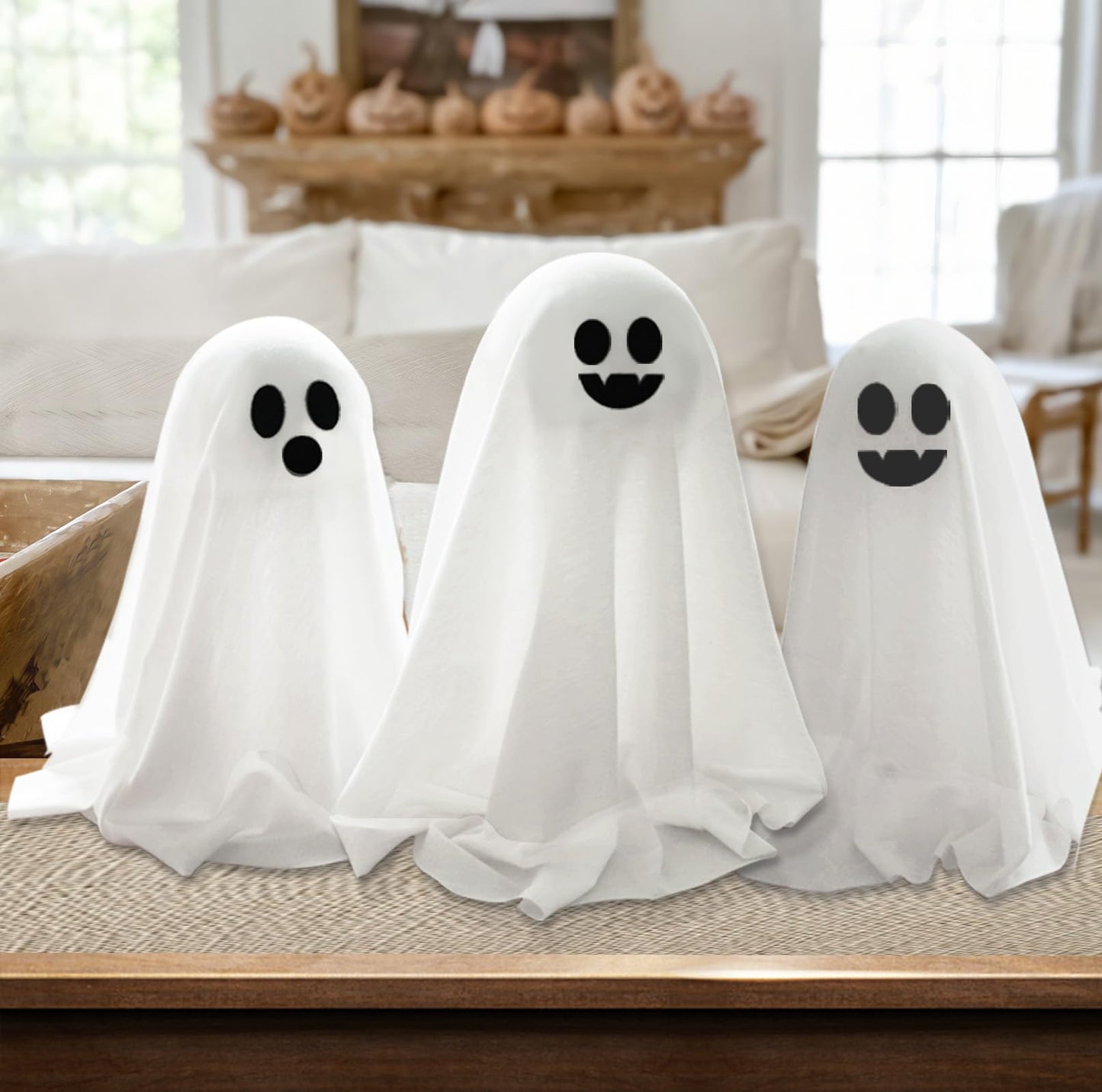 ORIENTAL CHERRY Halloween Decor - Halloween Decorations Indoor - Set of 3 DIY Spooky Ghosts Crafts - Scary Ghost for Indoor Party Home Table Room Kitchen Office