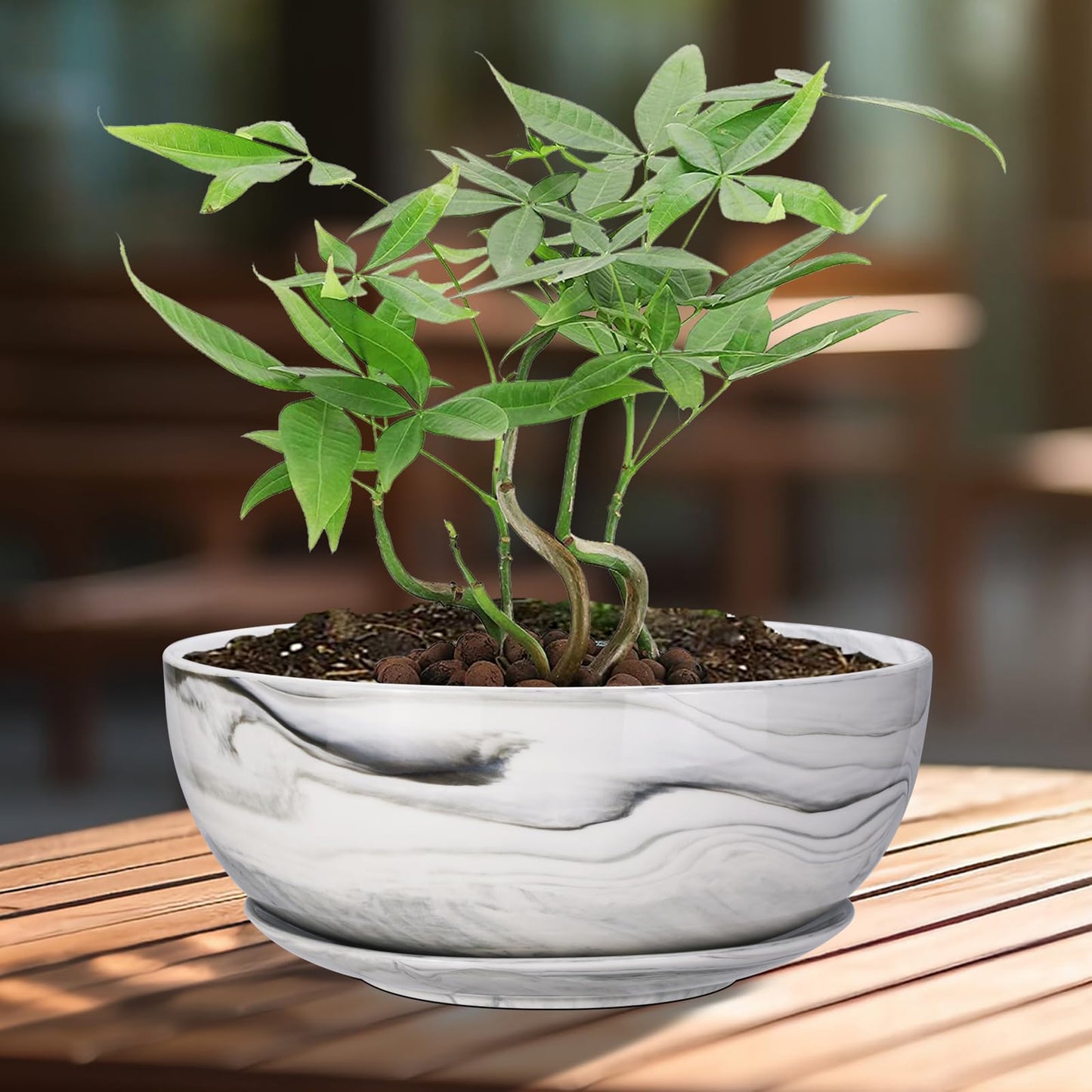 G EPGardening 10Inch Large Planter Marble Pattern Ceramic Succulent Planter Big Plant Pot Succulents Container Flower Pot Indoor Outdoor Decor (Plants Not Included)