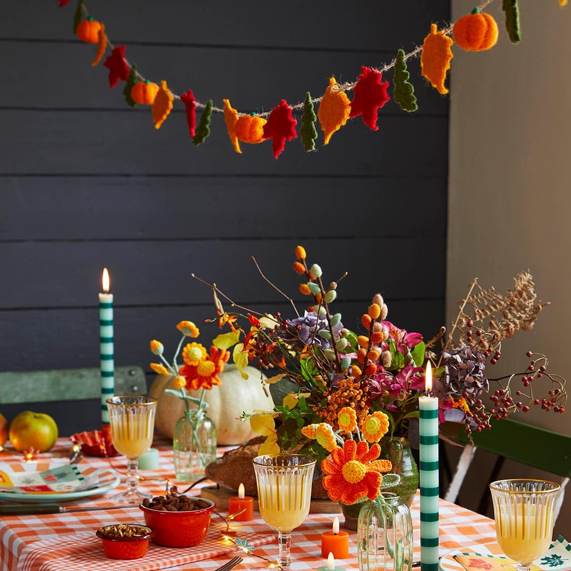 Talking Tables 2 x Orange Gingham Kitchen Tea Towels Table Linen Fabric Dish Cloths Large Checkered Cloth Napkins Absorbent Durable Soft Cotton Quick Drying, ECO Packaging 17 x 27 Inches